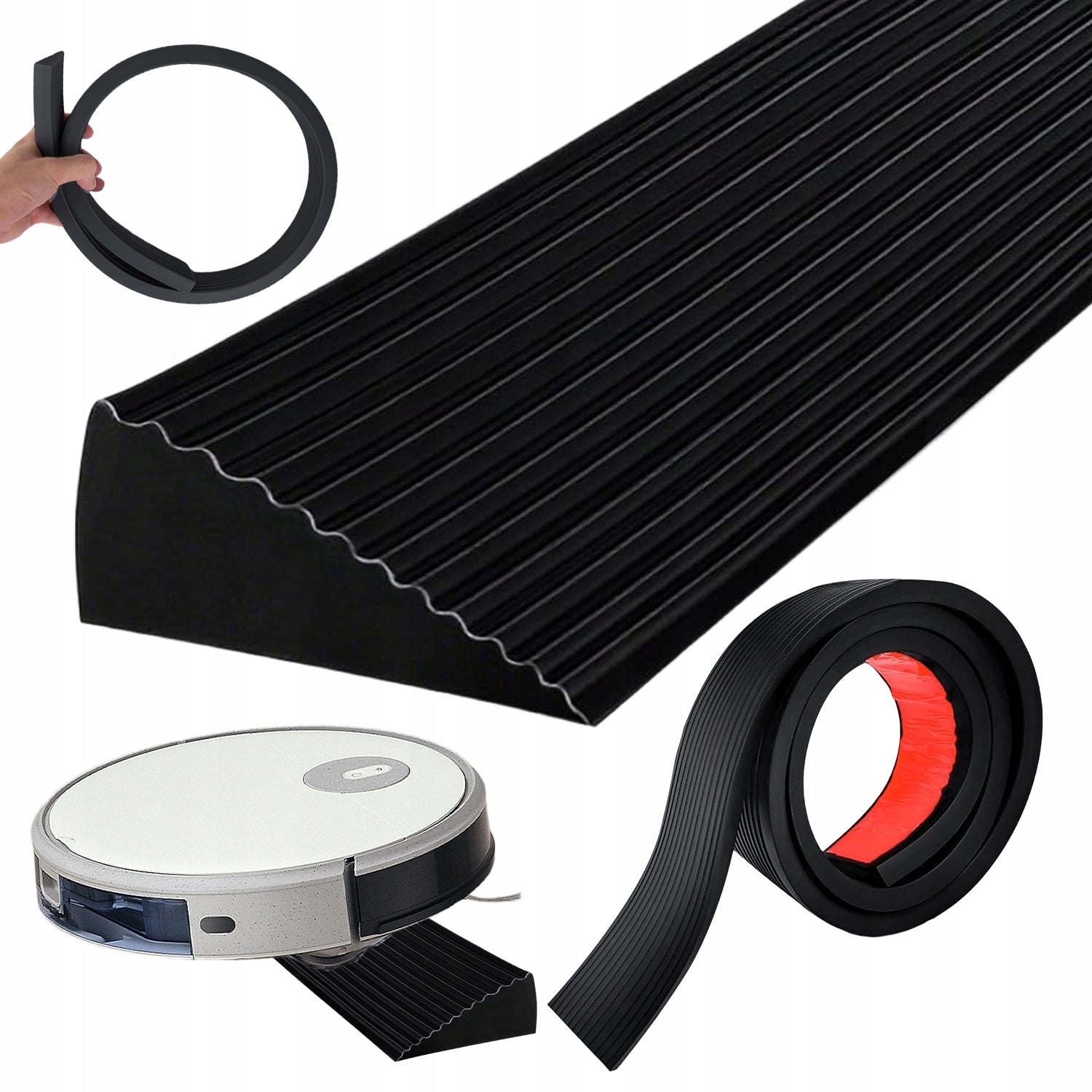 SAFETY RUBBER THRESHOLD RAMP 90X8X3CM FOR HOME AND OFFICE BLACK