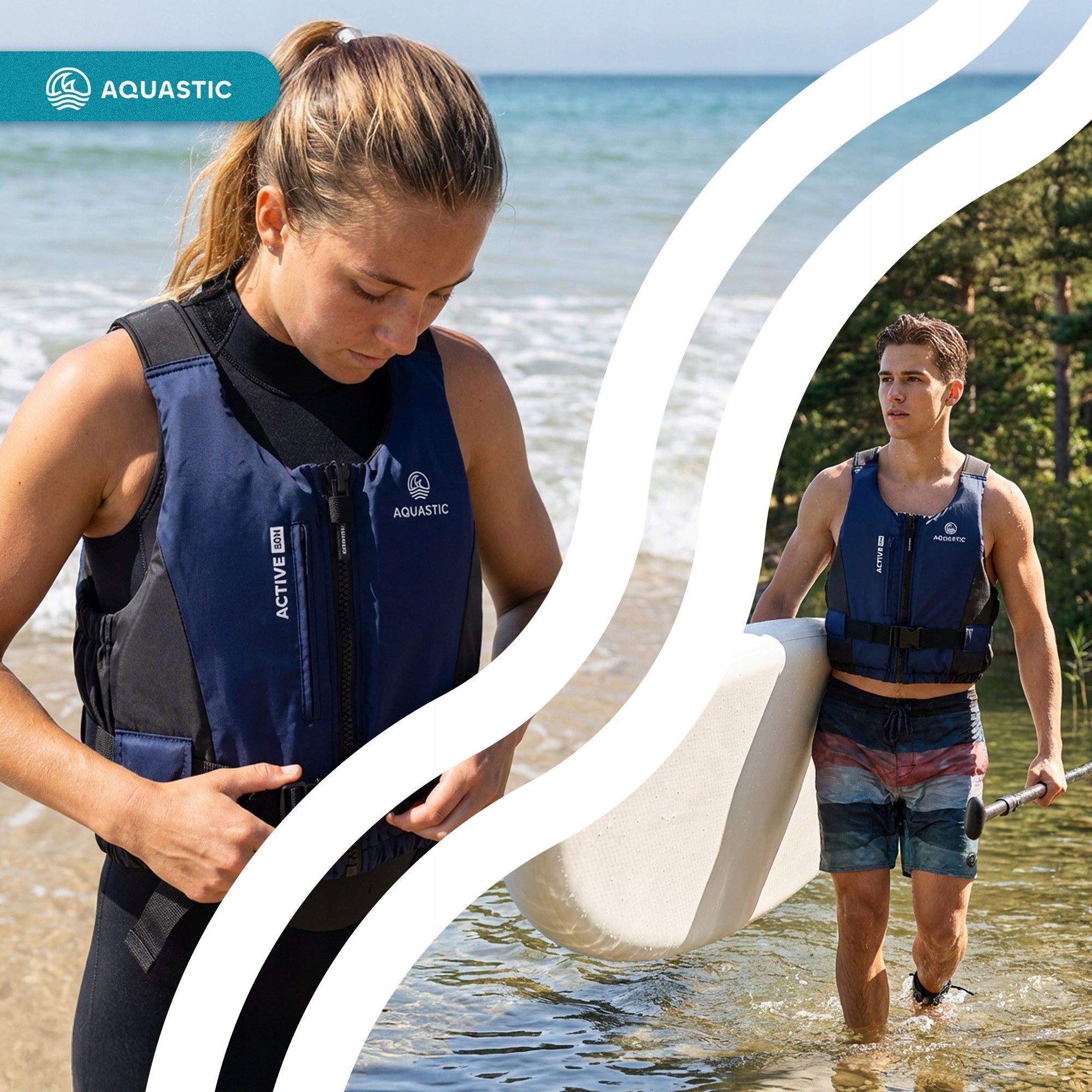 SAFETY VEST AQUASTIC ACTIVE 50N XL FOR ADULTS ON KAYAK SUP Gender unisex product