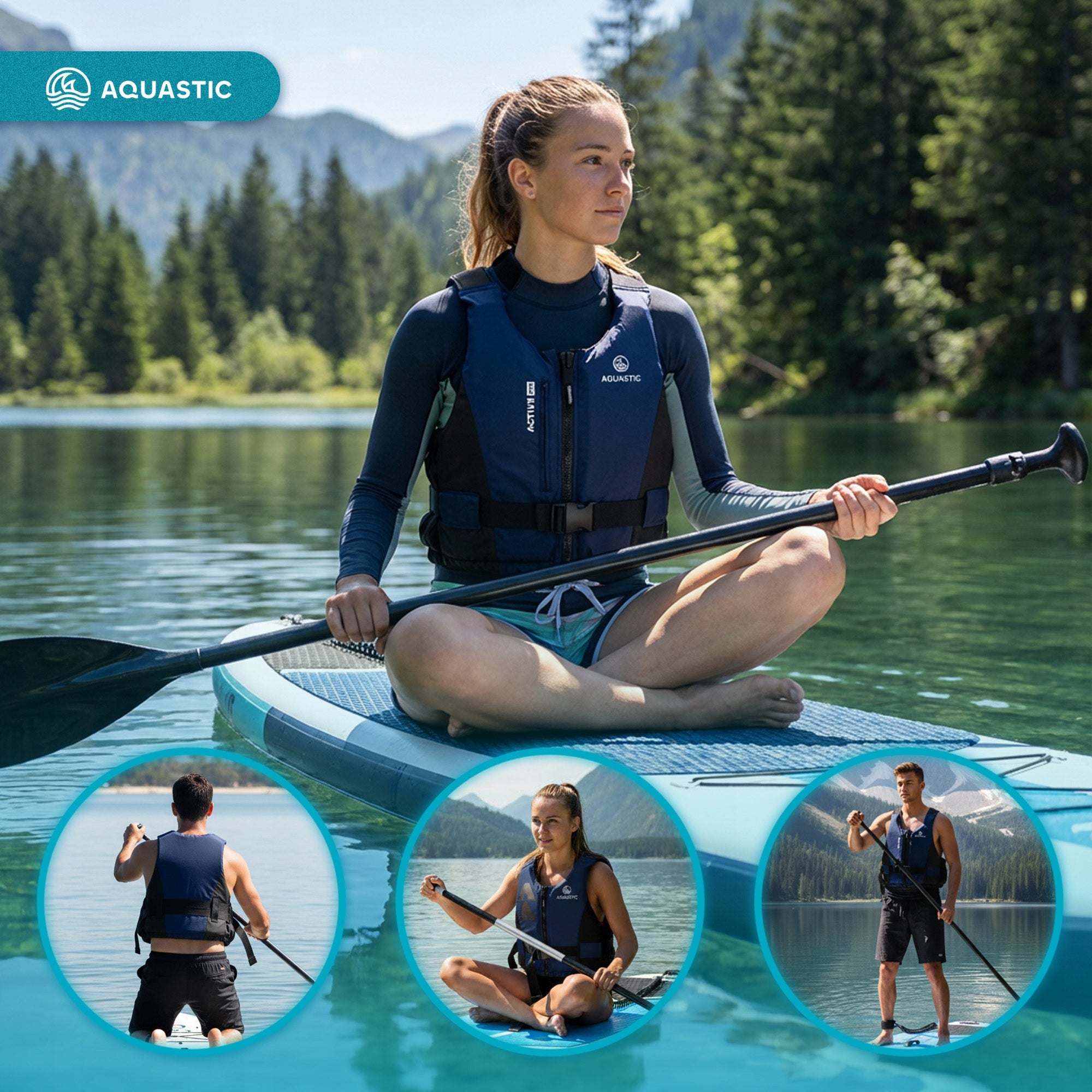 SAFETY VEST AQUASTIC ACTIVE 50N XL FOR ADULTS ON KAYAK SUP Size XL