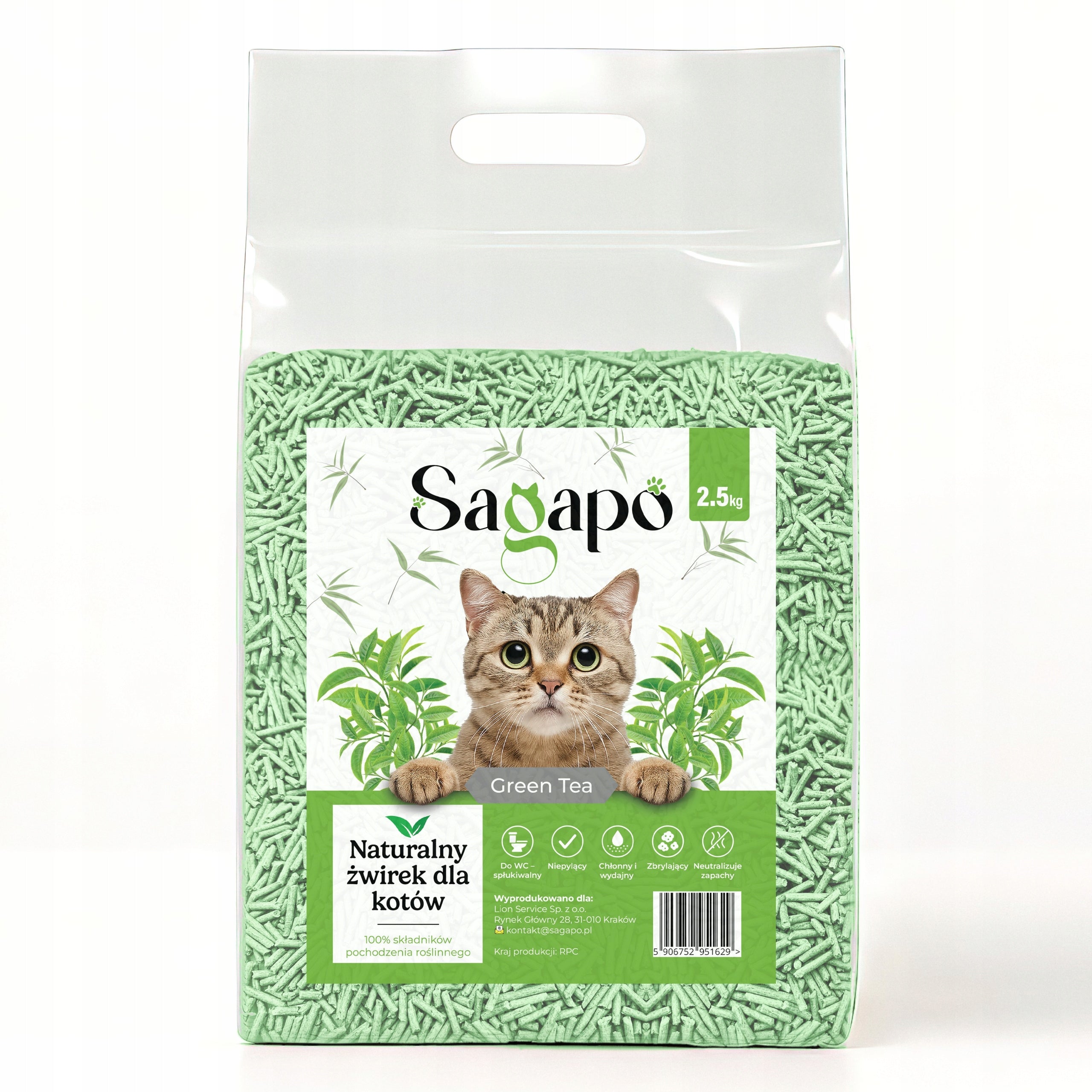 SAGAPO Cat Litter Clumping Natural Fragrance Tofu 2,5kg Tea