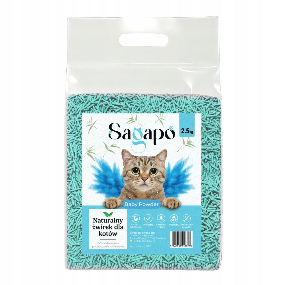 SAGAPO Organic Super Clumping Tofu Litter for Cat Baby Powder 2,5kg