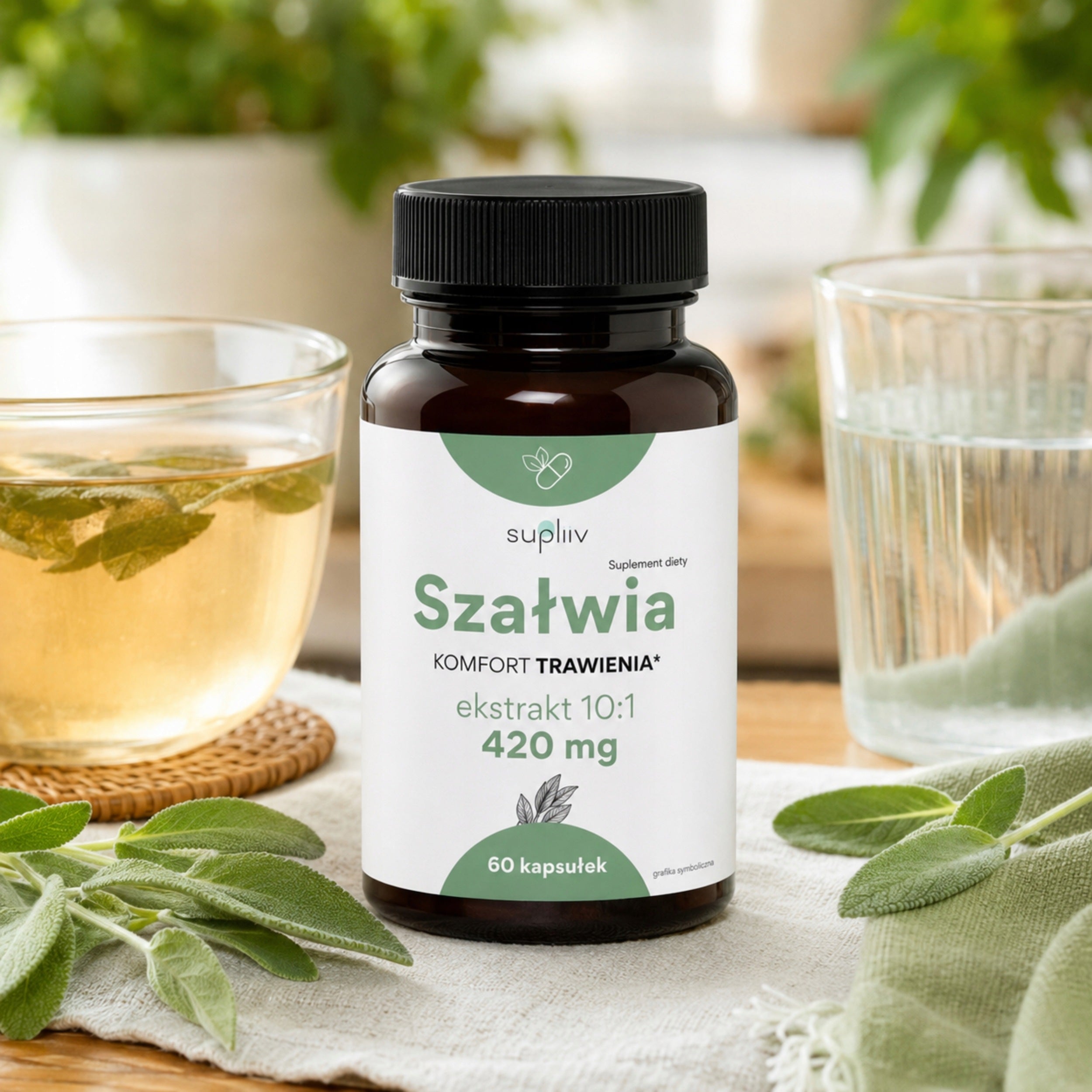 SAGE Medical Extract 10:1 420mg 60 Capsules DIGESTION Sweating Brand Supliiv