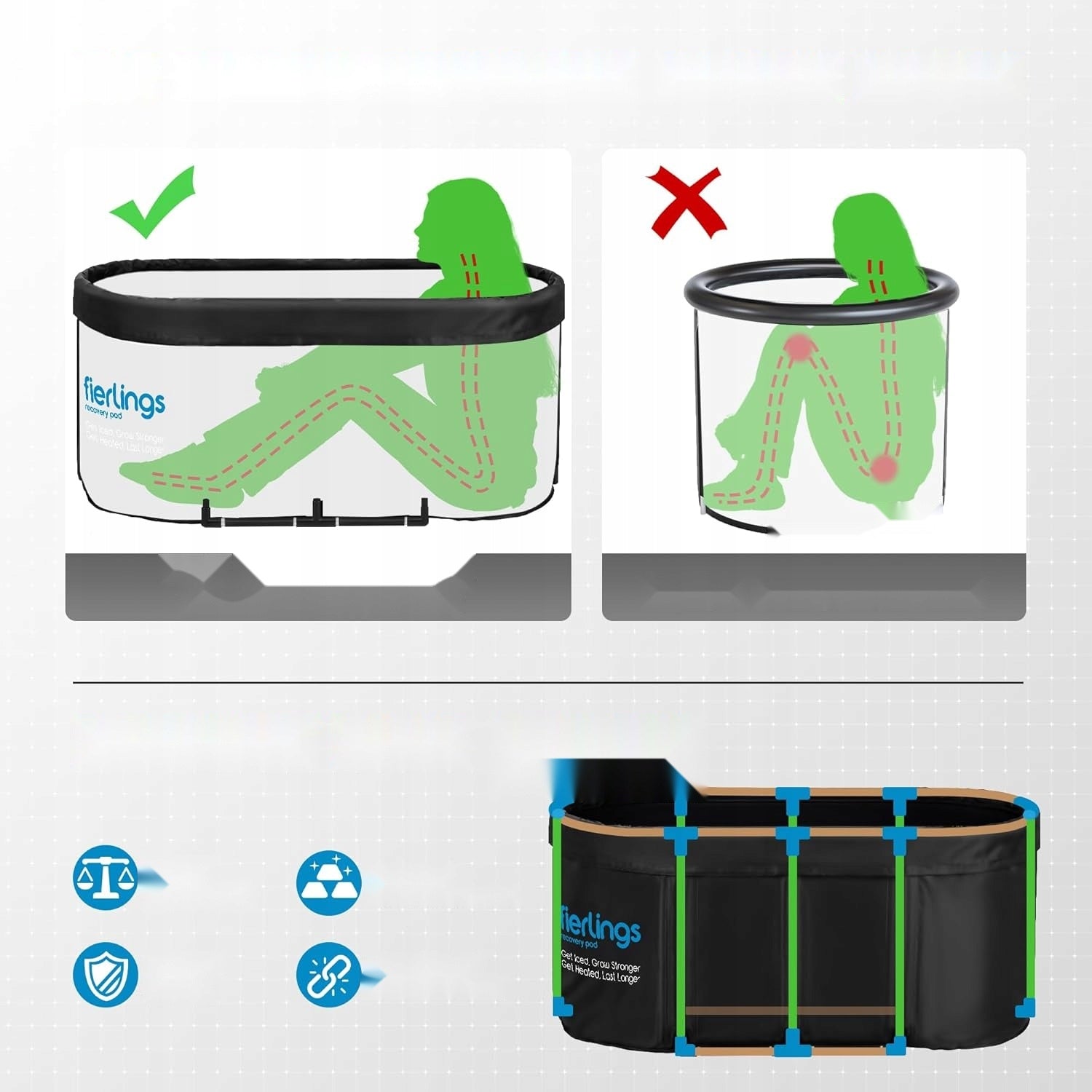 SAILING TUB PORTABLE OVAL 120 CM 320L ICE FOR REGENERATION Height 120 cm
