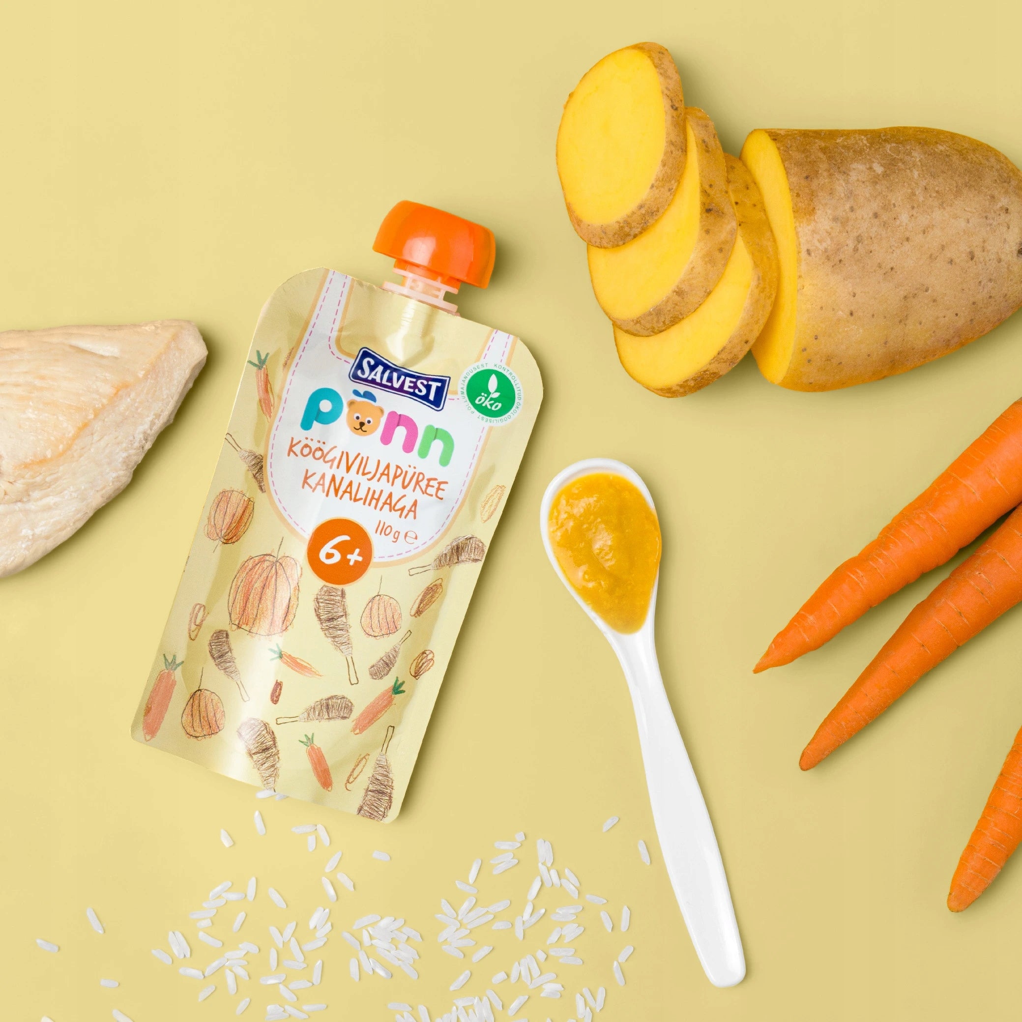SALVEST Põnn BIO Chicken with vegetable puree (110 g), exp. 09.09.2026 Medical device no