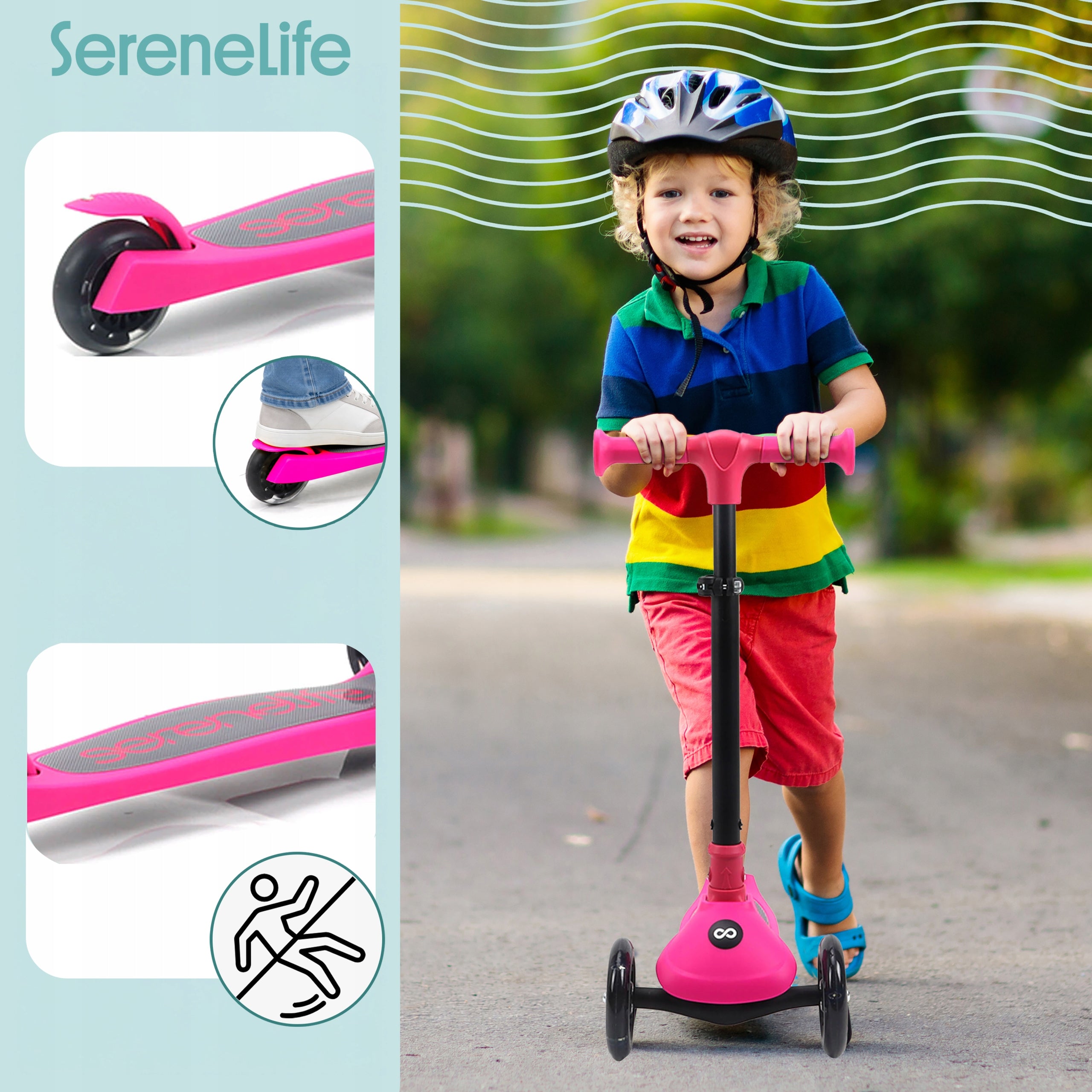 САМОКАТ ДИТЯЧИЙ 3-Х КОЛІСНИЙ РОЖЕВИЙ БАЛАНСНИЙ З КОЛІЩАТКАМИ LED SERENELIFE Бренд без марки