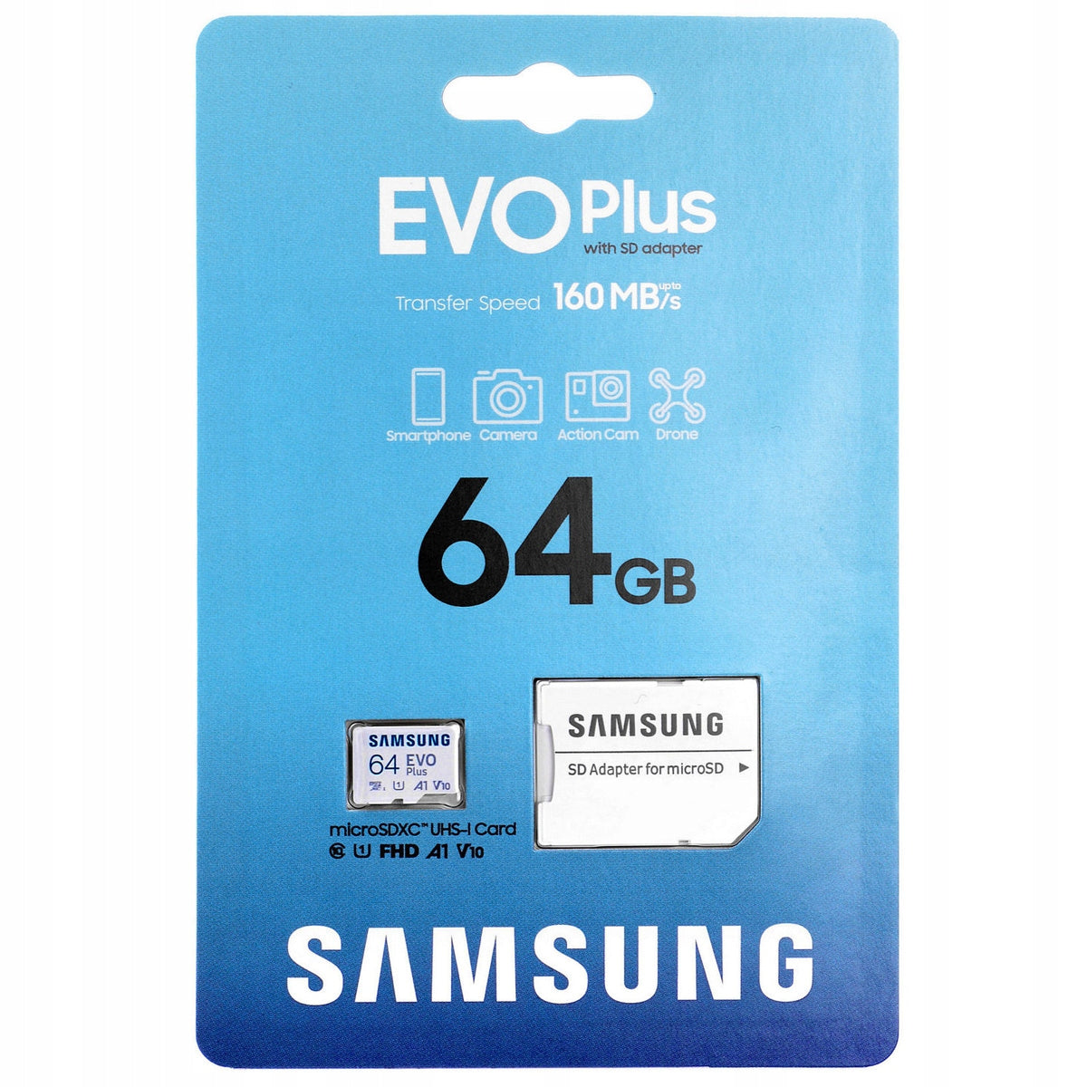 SAMSUNG EVO+ MEMORY CARD 64GB micro SD microSDXC 160MB/s EAN (GTIN) 8806095420134