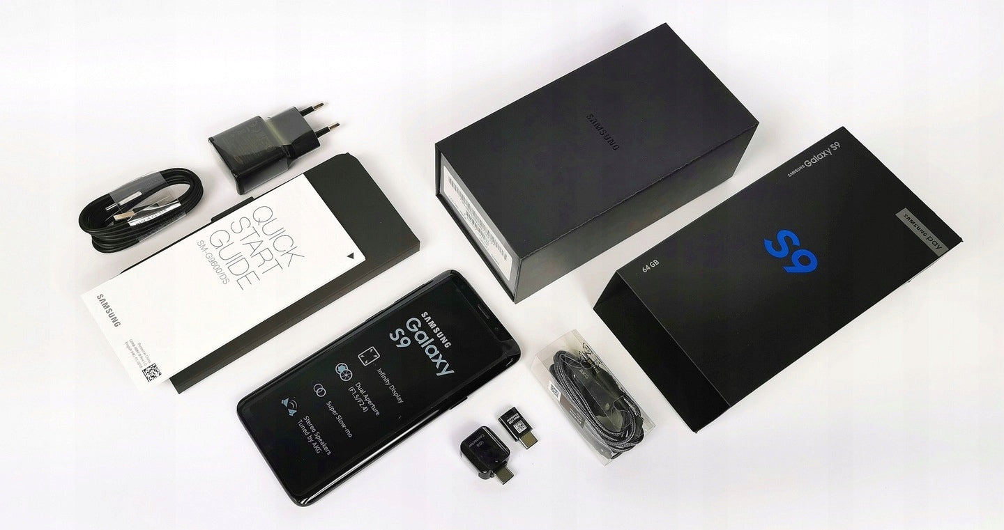 SAMSUNG GALAXY S9 4GB 64GB FULL SET FILMS Charger included no