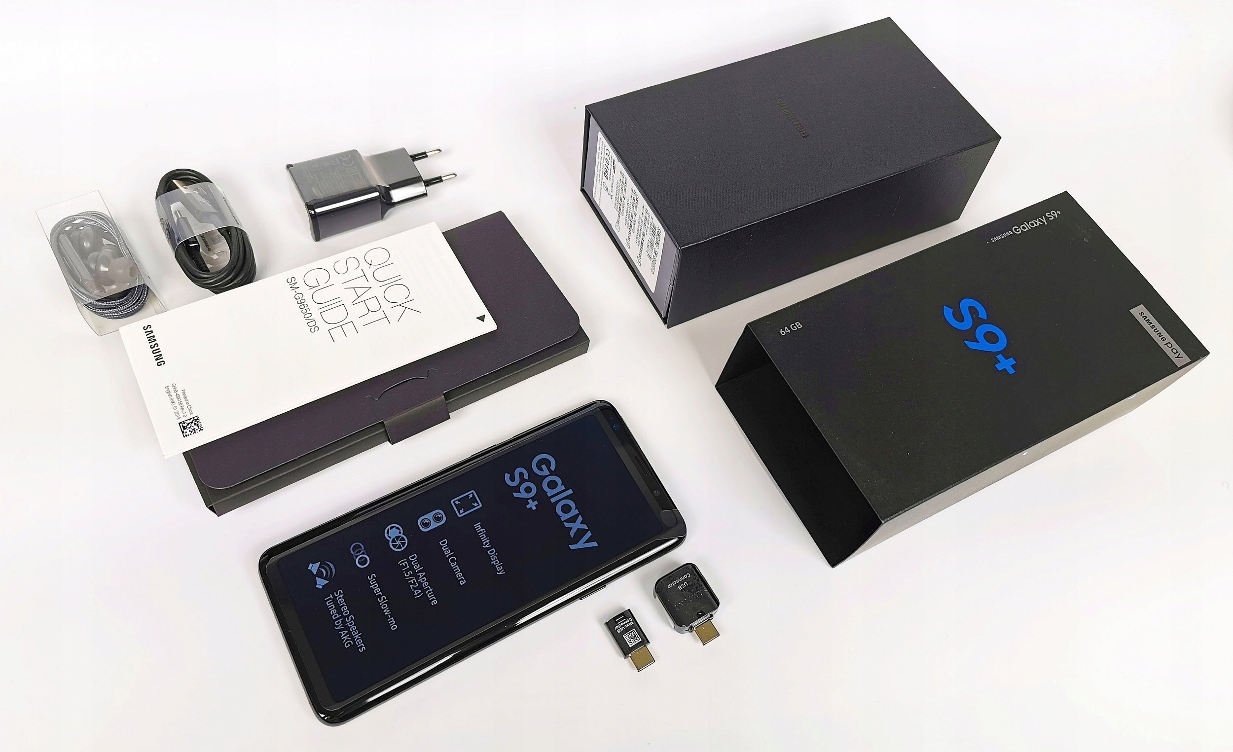 SAMSUNG GALAXY S9 PLUS 6GB 64GB FULL SET FILM Charger included no