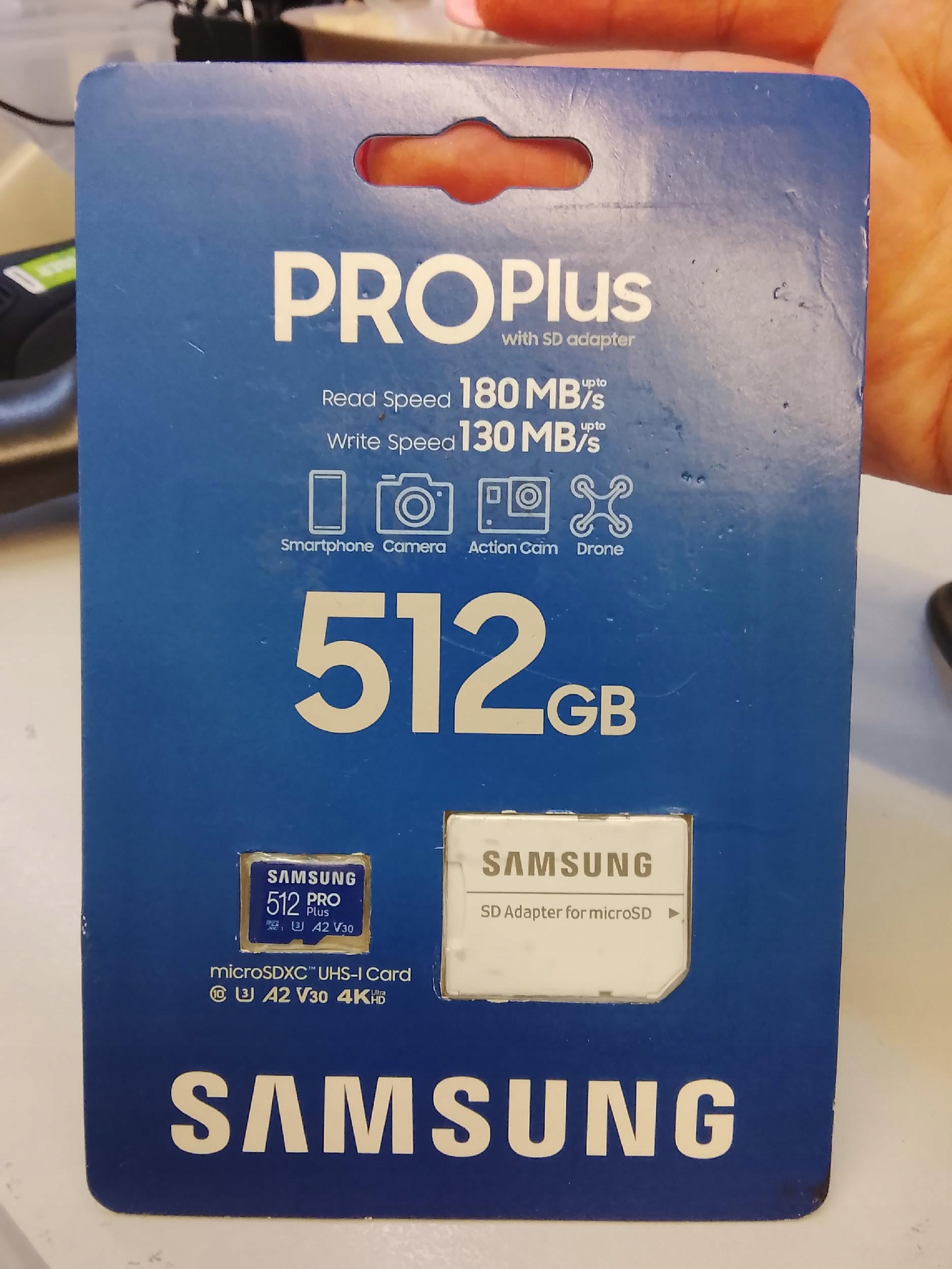 SAMSUNG PRO Plus 512GB microSD Card UHS-I U3 Full HD 4K UHD 180MB/s Read Card capacity 512 GB