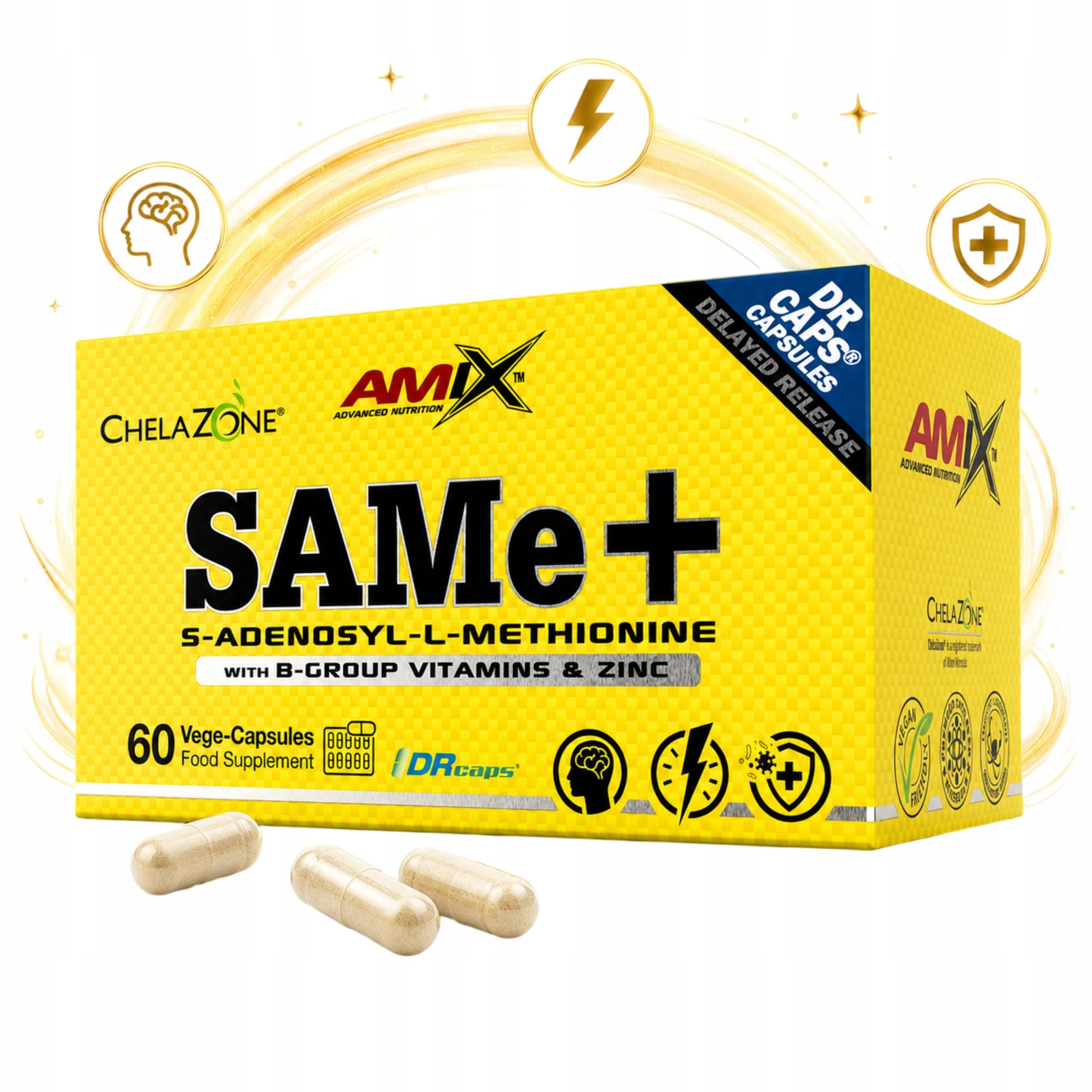 SAMe S Adenosil L Methionine Supplement Zinc Vitamin B6 B9 B12 60 capsules