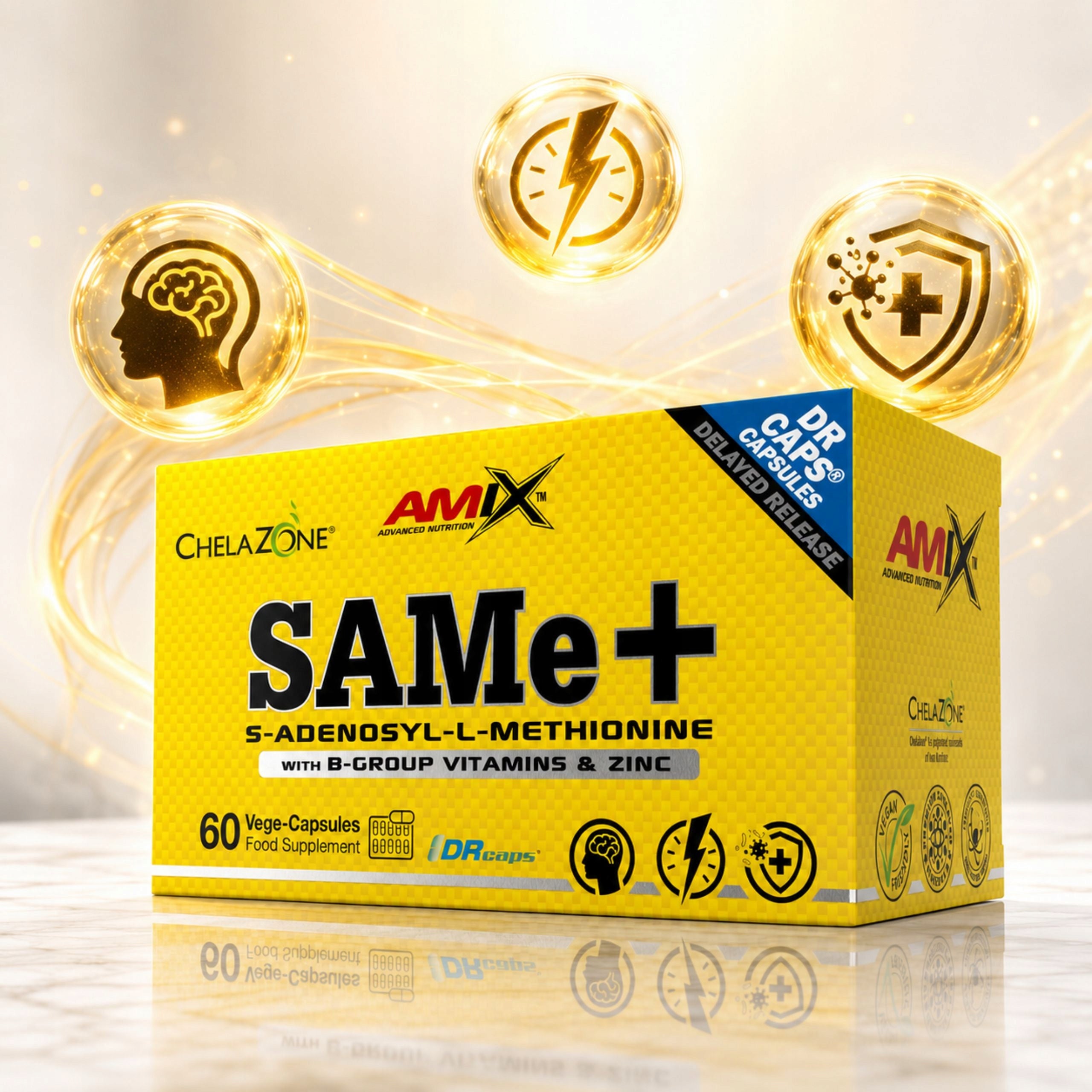 SAMe Supplement Zinc Vitamin B6 B9 B12 Nervous System Support 60caps Packaging status original