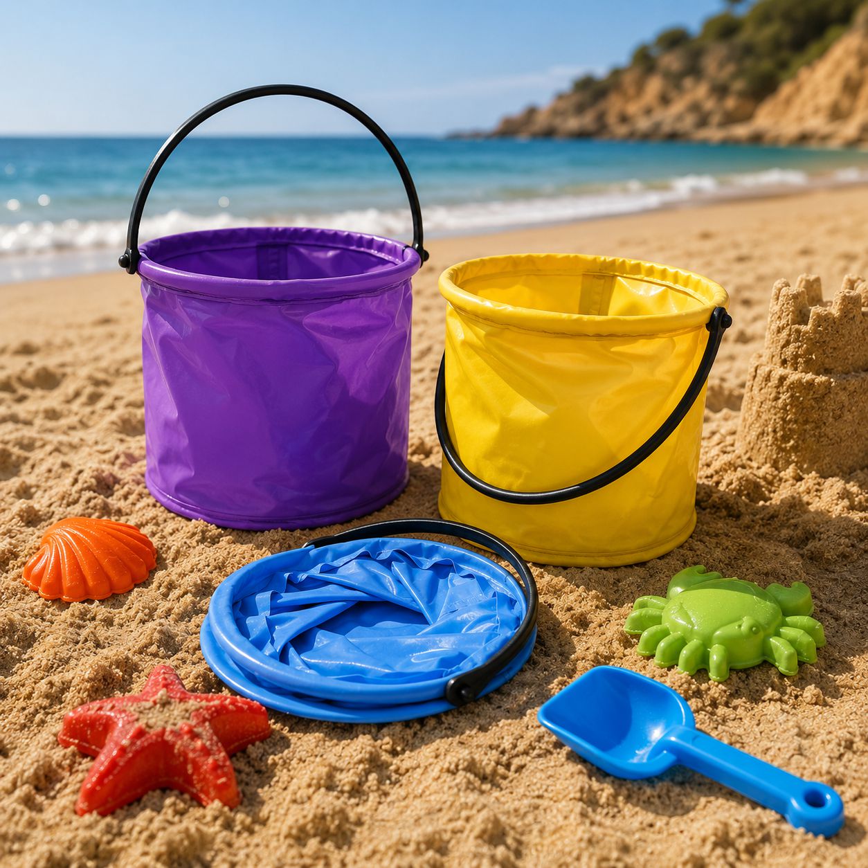 SAND BUCKET SANDBOX WATER FOR BEACH BUCKET 1,5 L COLORS Packaging status original