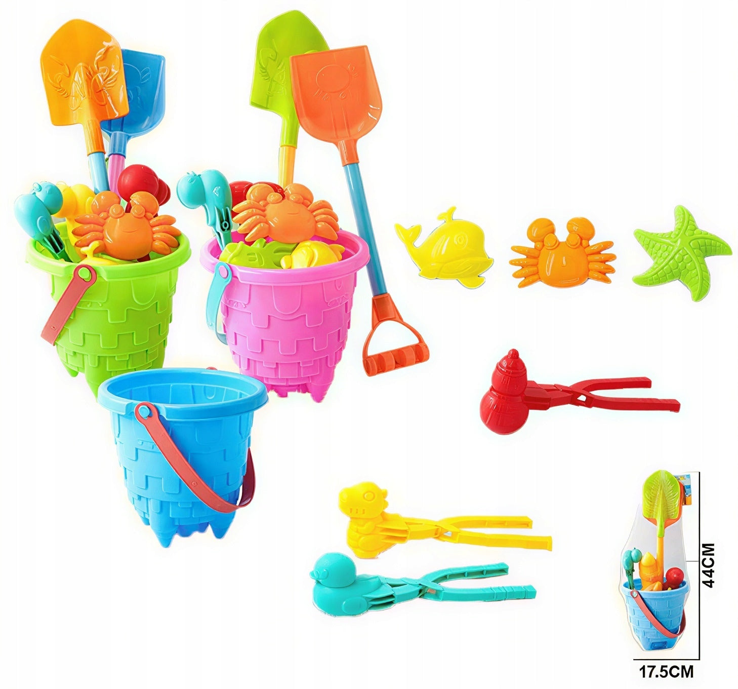 SAND SANDBOX SET BUCKET SPATULA MOLDS 44 CM Packaging status original