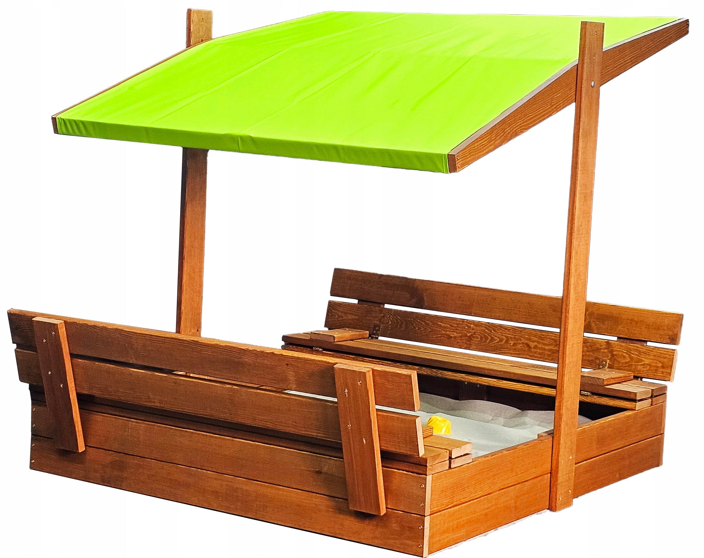 SANDBOX 150X150 WOODEN WITH CANOPY BENCHES 2X PAINTED MANUFACTURER Product height 150 cm