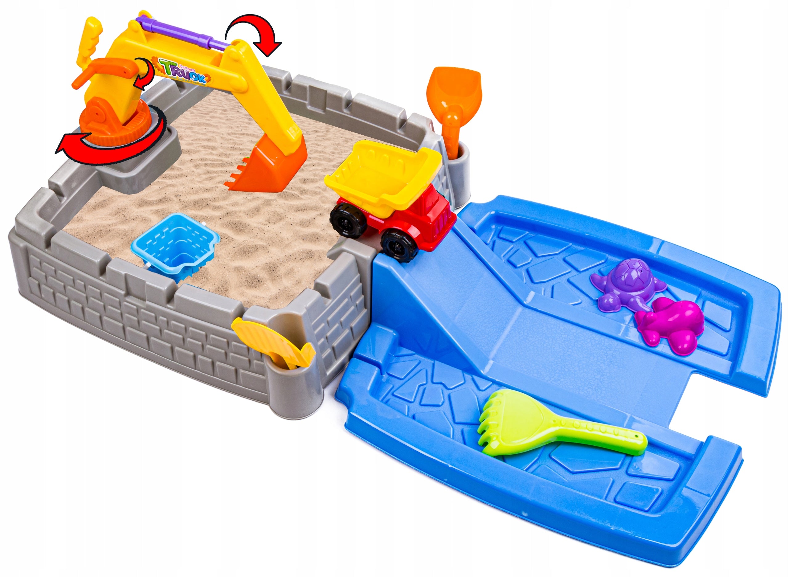 SANDBOX CASTLE CONSTRUCTION SITE SLIDE EXCAVATOR Kid's age 3+ years