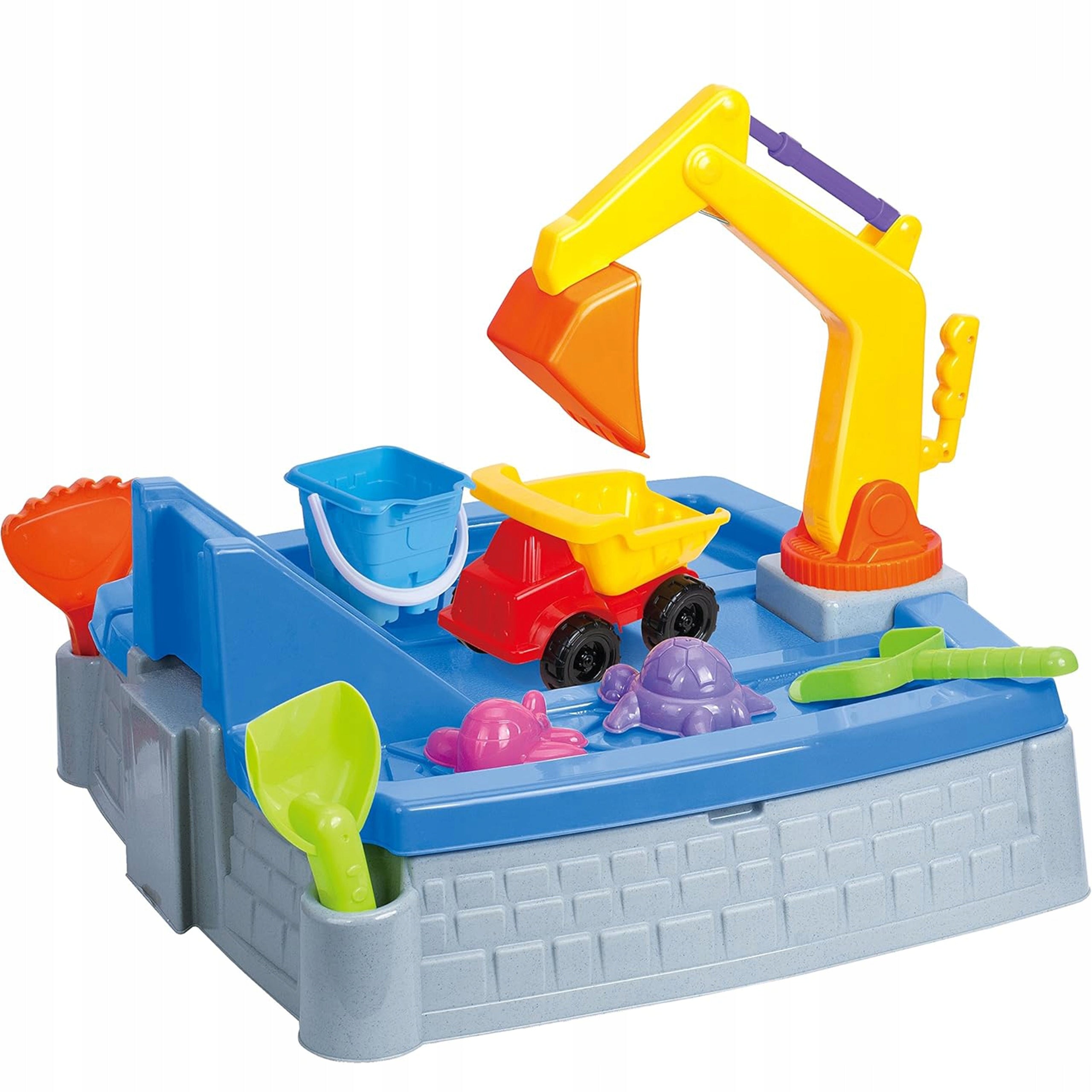 SANDBOX CLOSED WITH LID EXCAVATOR CAR BUCKET PORTABLE WOOPIE Color multicolor