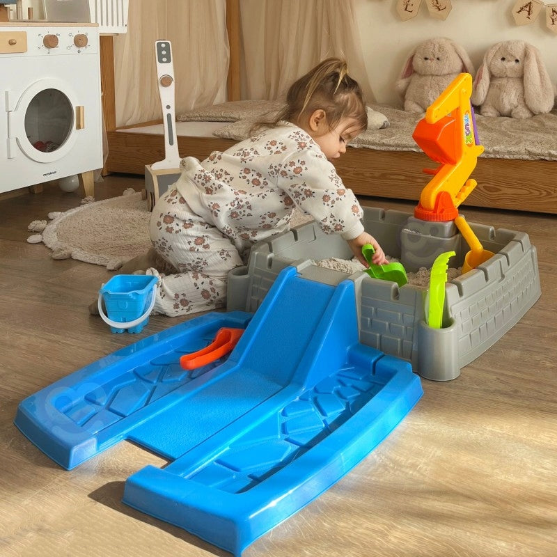 SANDBOX CLOSED WITH LID EXCAVATOR CAR BUCKET PORTABLE WOOPIE Kind plastic