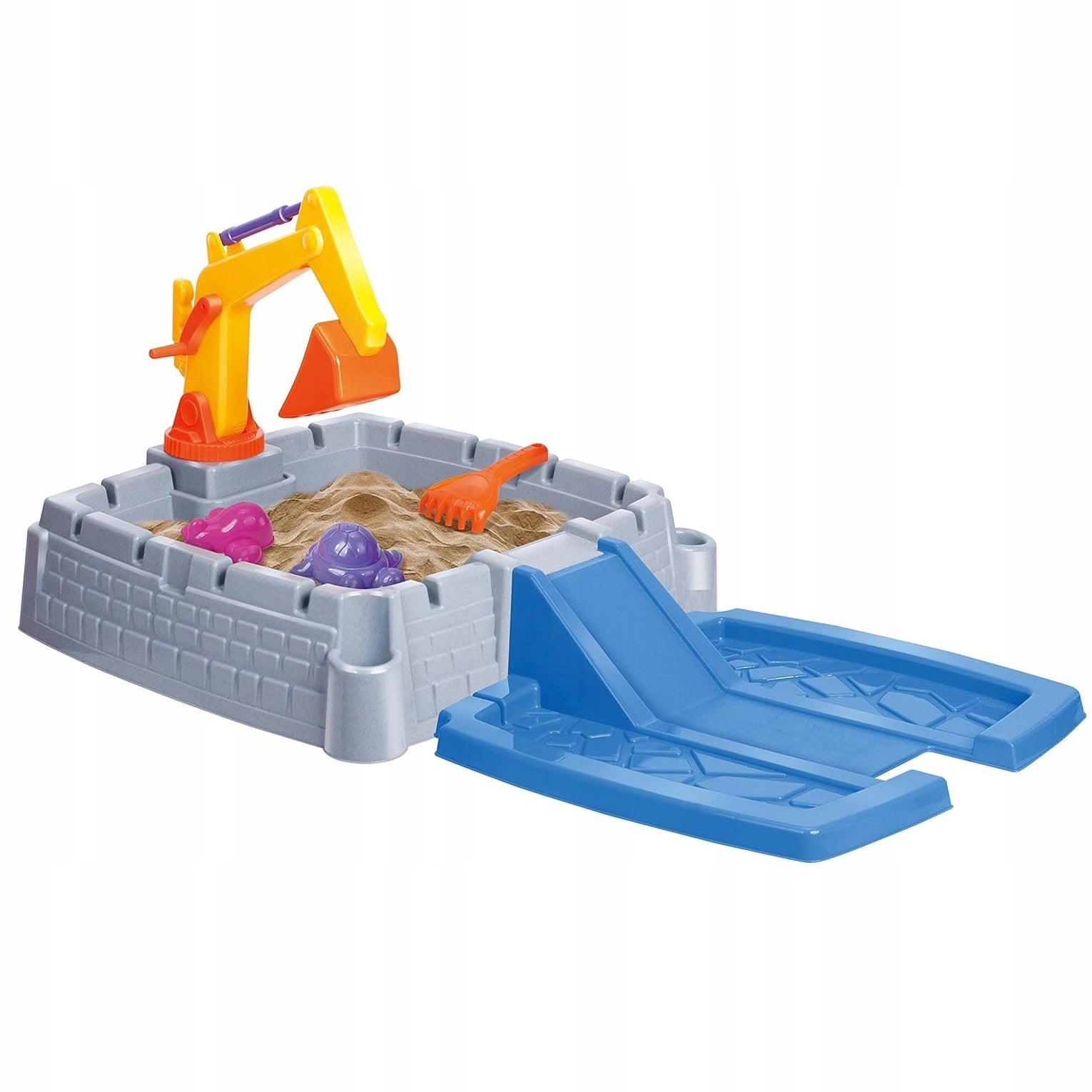 SANDBOX CLOSED WITH LID EXCAVATOR CAR BUCKET PORTABLE WOOPIE Length 14 cm
