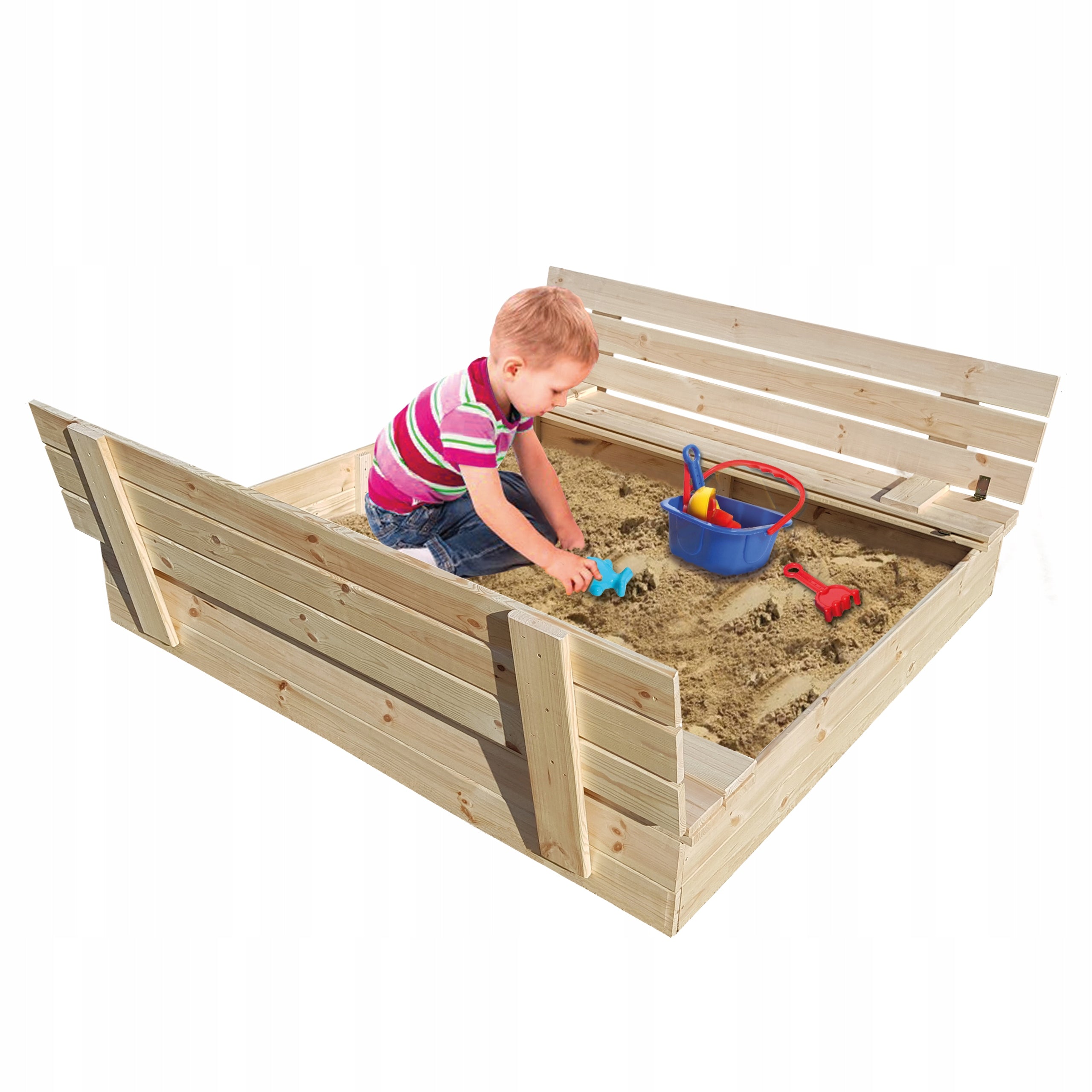 SANDBOX CLOSED WOODEN BENCHES 180x180 BENCHES LARGE NATURAL COLOR