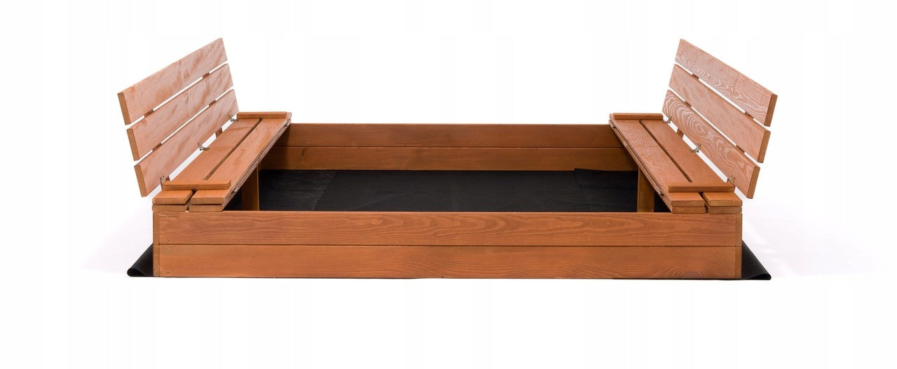 SANDBOX CLOSED WOODEN IMPREGNATED WITH BENCHES EXTRA LARGE 160x160cm Color yellow