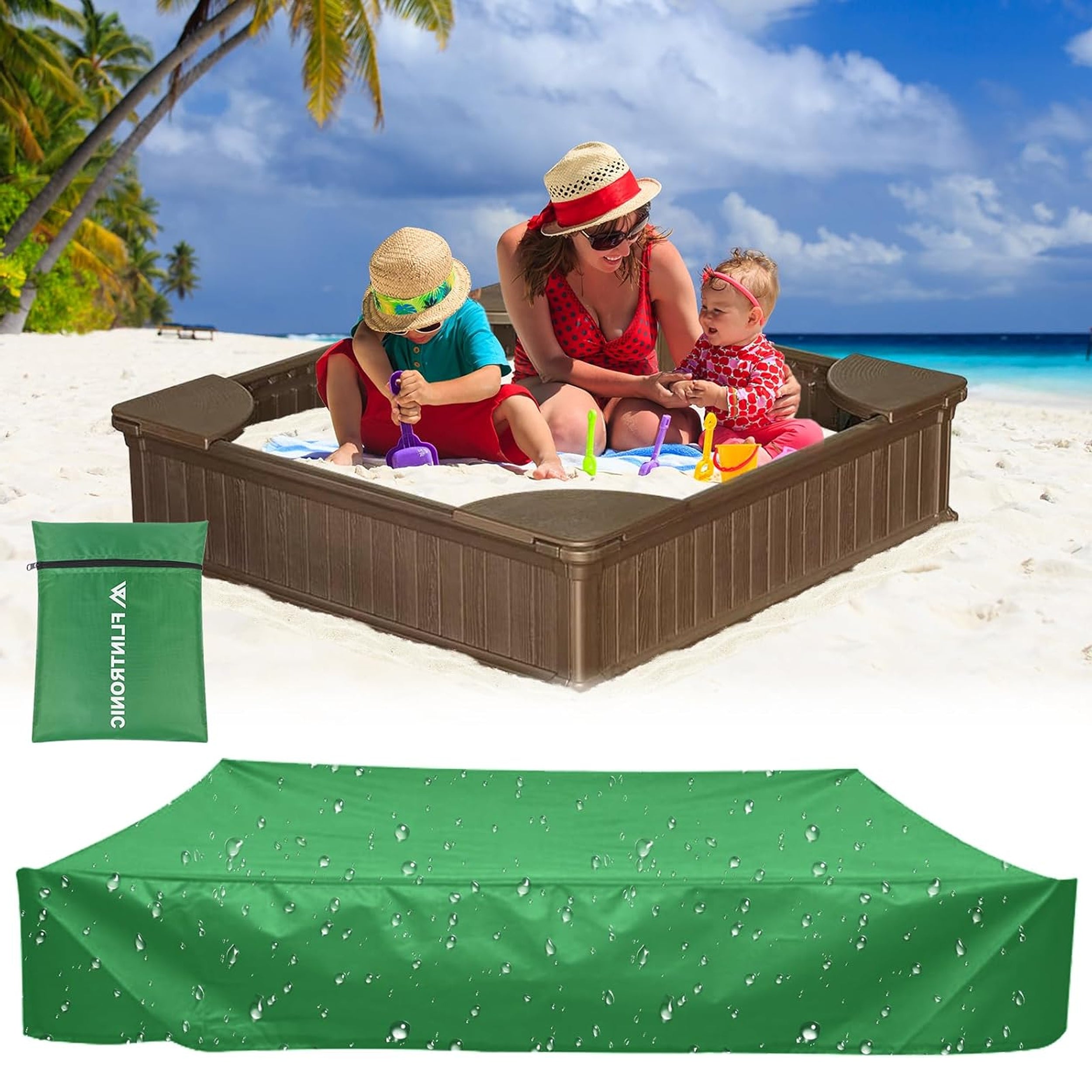 SANDBOX COVER WATERPROOF 120x120 PROTECTIVE TARPAULIN LARGE STRONG Length 120 cm