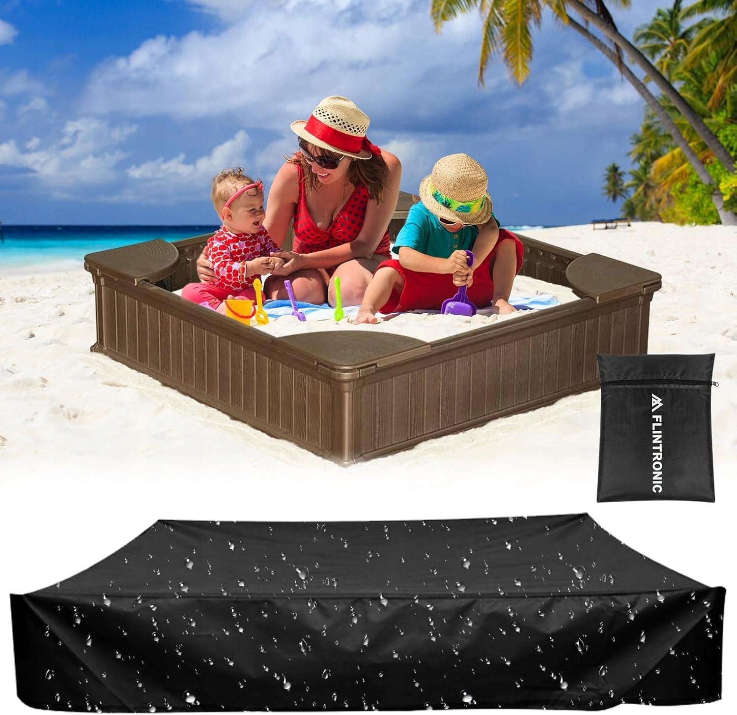 SANDBOX COVER WATERPROOF LARGE TARPAULIN COVER BLACK 200x200x20