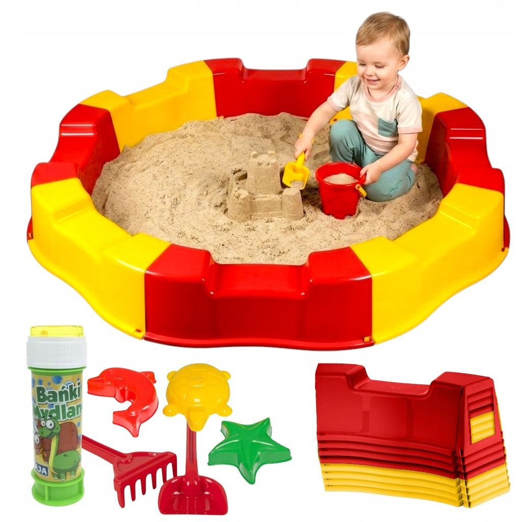 SANDBOX FOR CHILDREN 160CM PLASTIC LARGE + SAND TOYS - SET