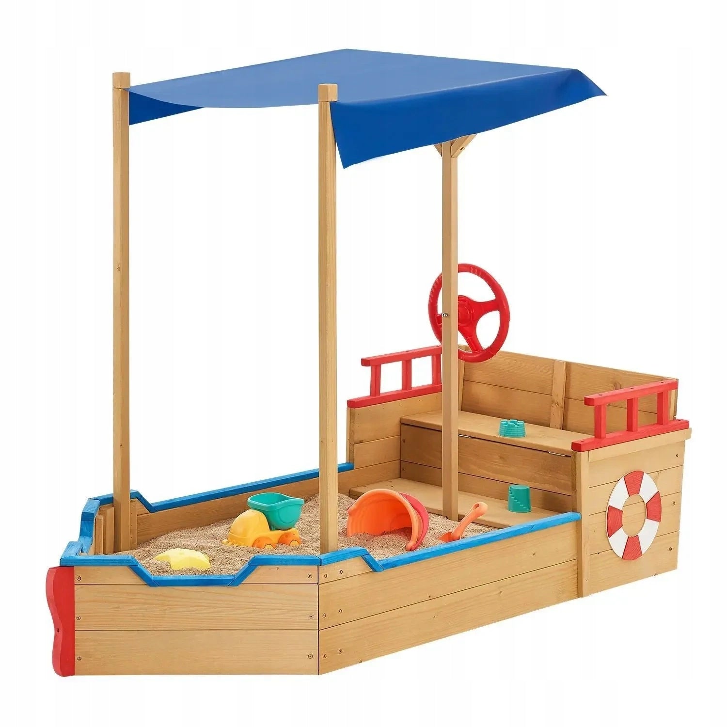 SANDBOX GARDEN PIRATE SHIP WITH CANOPY BENCH LARGE FOR CHILDREN