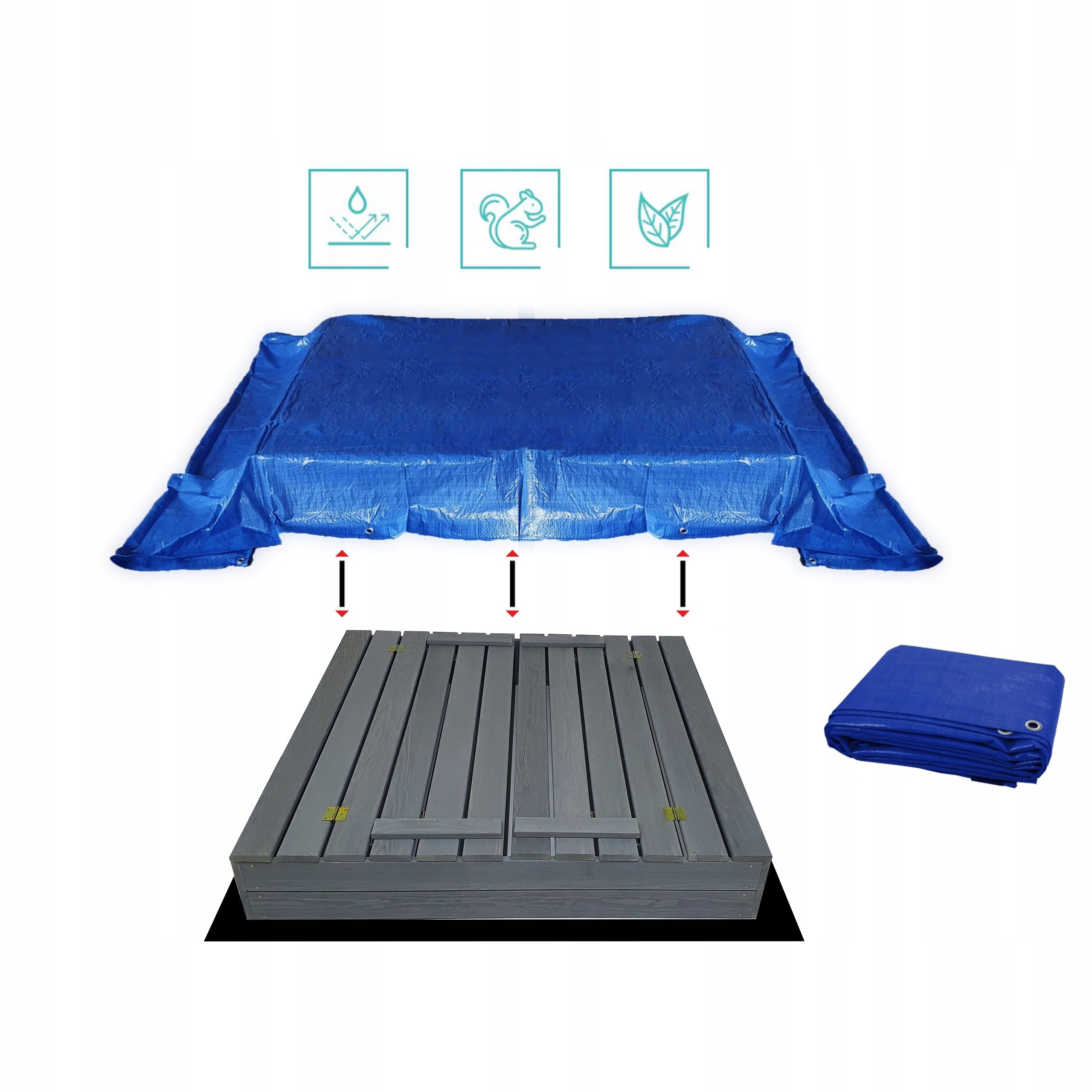 SANDBOX IMPREGNATED WOODEN WITH BENCHES CLOSED GREY 120 MANUFACTURER Length 120 cm