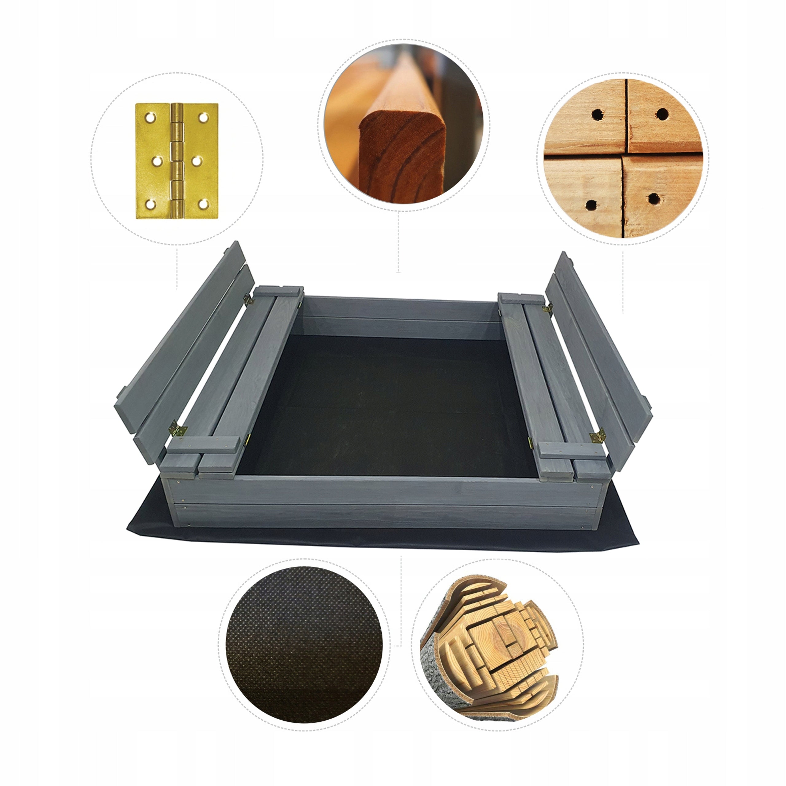 SANDBOX IMPREGNATED WOODEN WITH BENCHES CLOSED GREY 120 MANUFACTURER Product width 120 cm