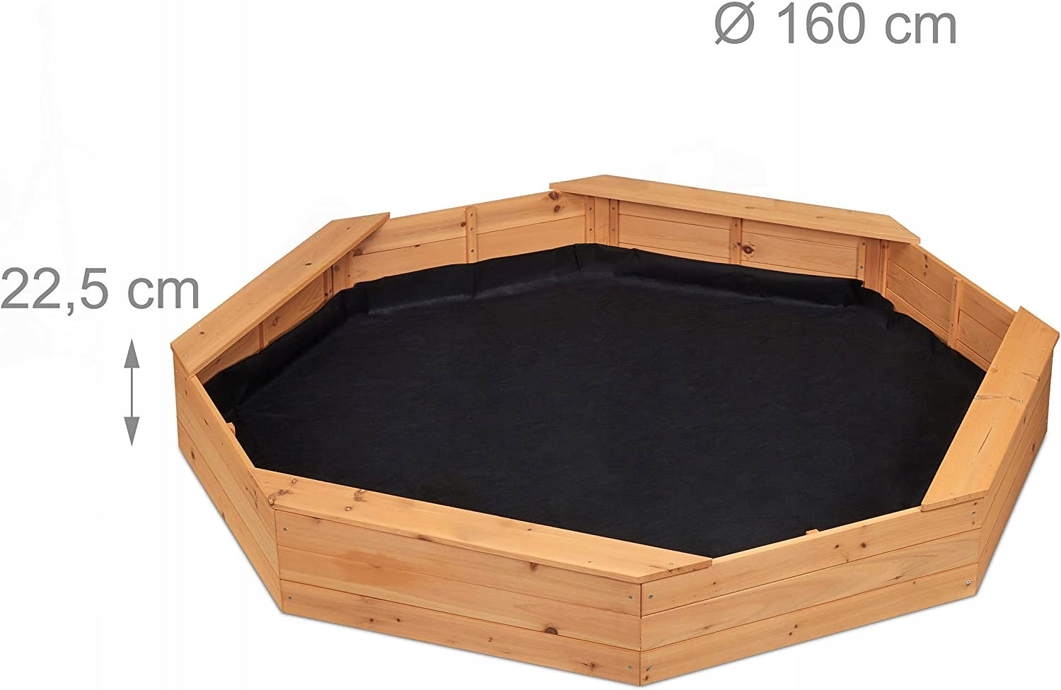 SANDBOX OCTAGONAL WOODEN BENCHES 160CM Brand Relaxdays