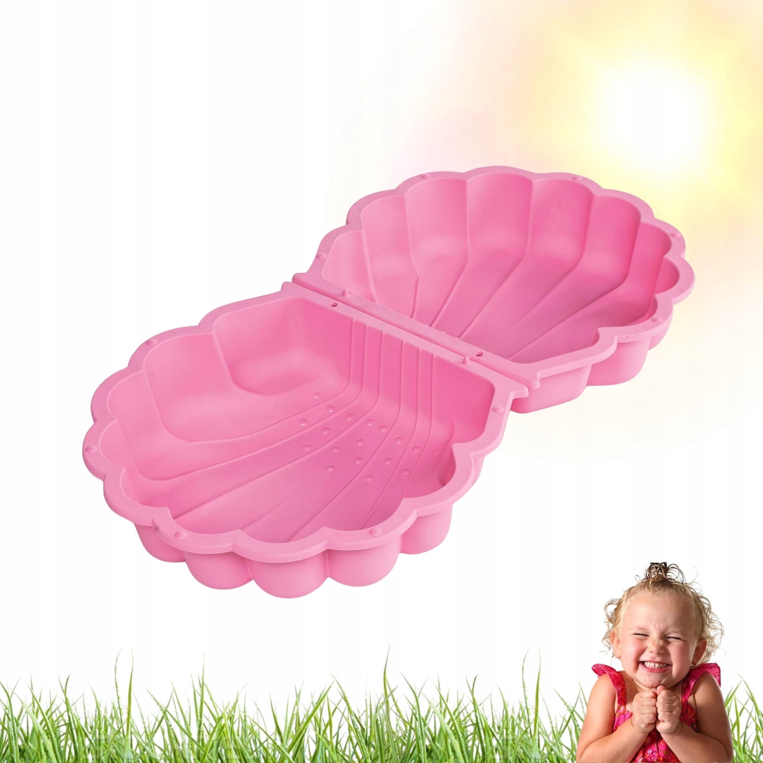 SANDBOX PLASTIC SHELL PINK GARDEN POOL LARGE 2IN1