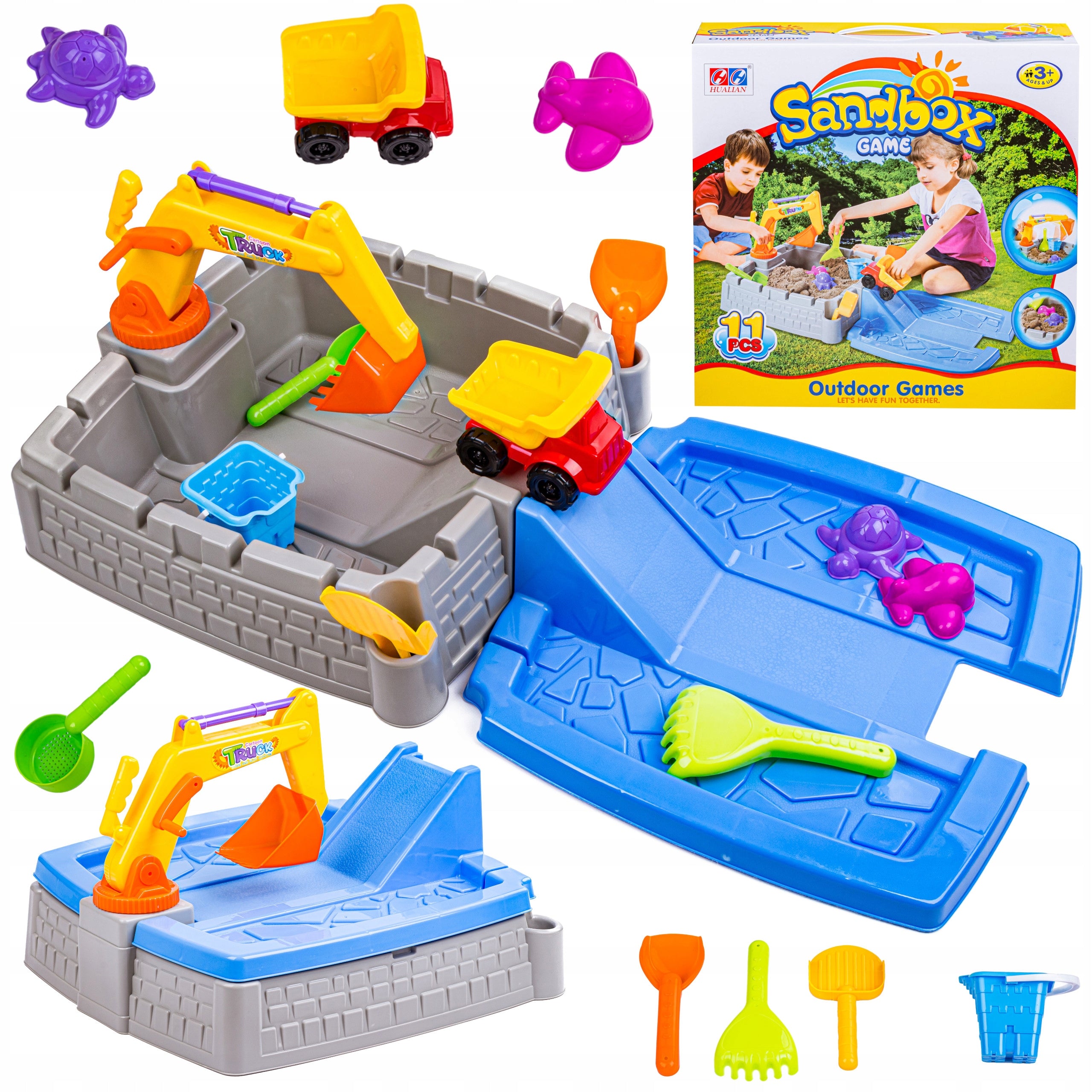 SANDBOX POOL Castle Slide Bucket Spatula Excavator Accessory Packaging status original