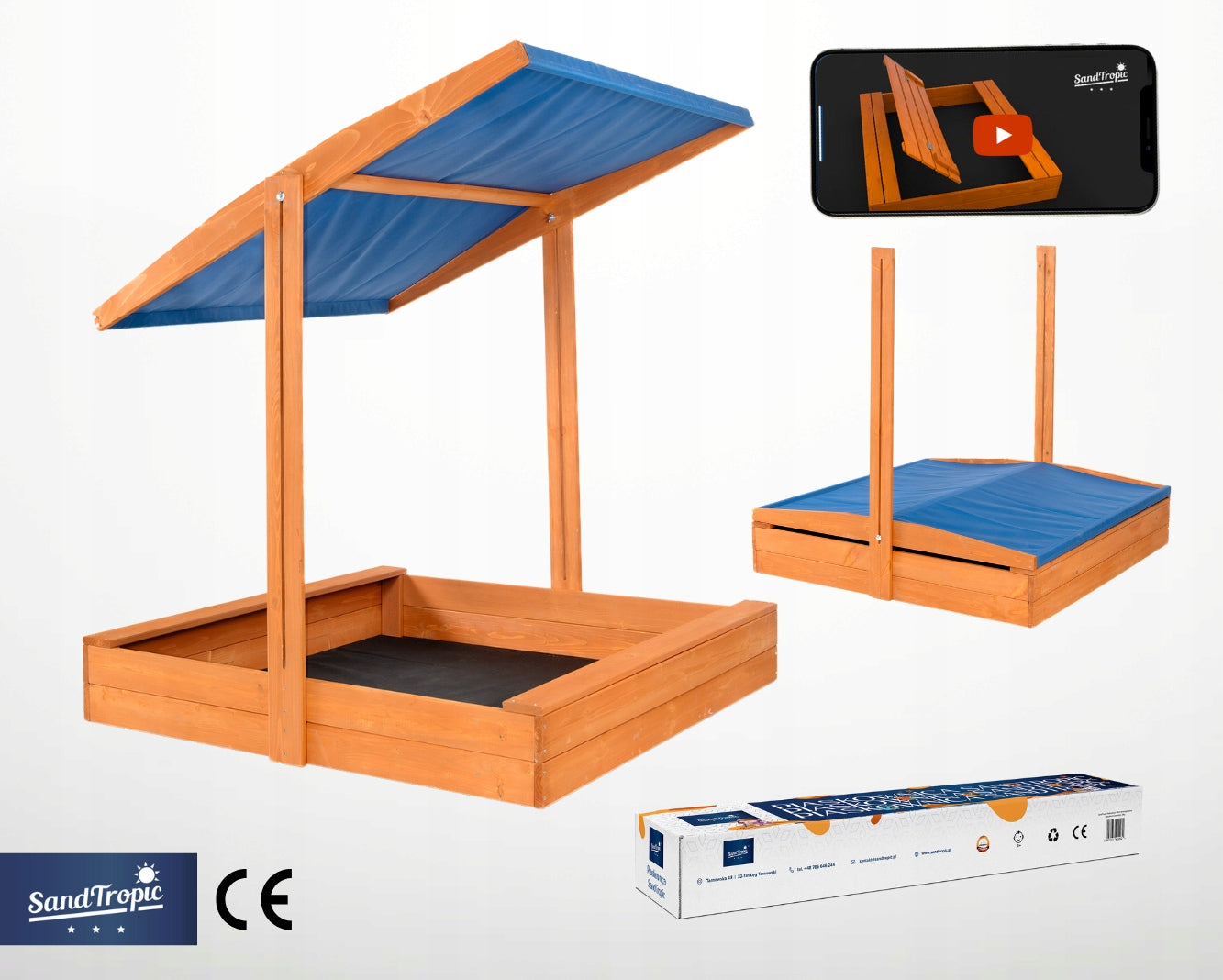 SANDBOX VISOR IMPREGNATED WOODEN 120 cm VIDEO 3D CE Certificate Brand SandTropic