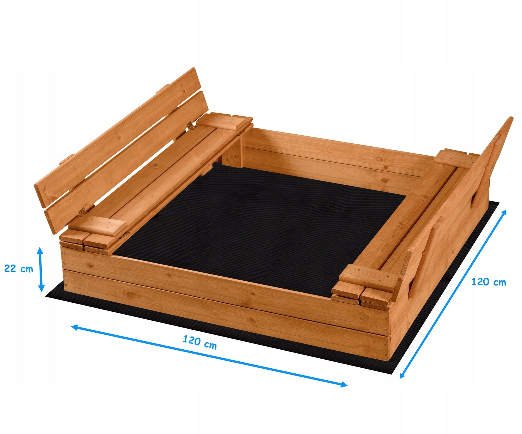 SANDBOX WITH BENCHES CLOSED 120x120 WOODEN IMPREGNATED Packaging status original