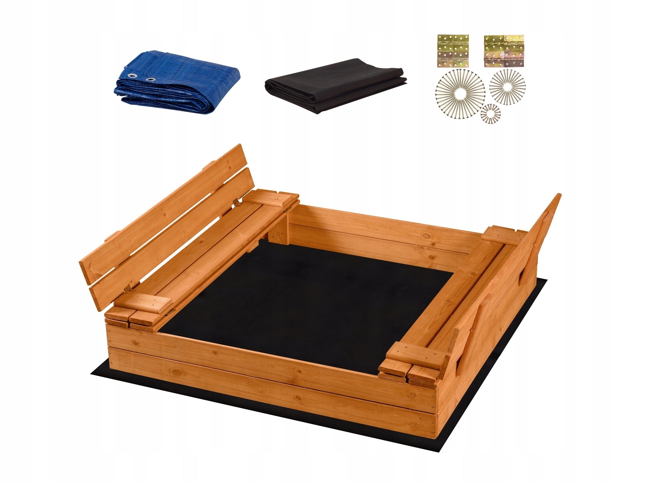 SANDBOX WITH BENCHES CLOSED 120x120 WOODEN IMPREGNATED