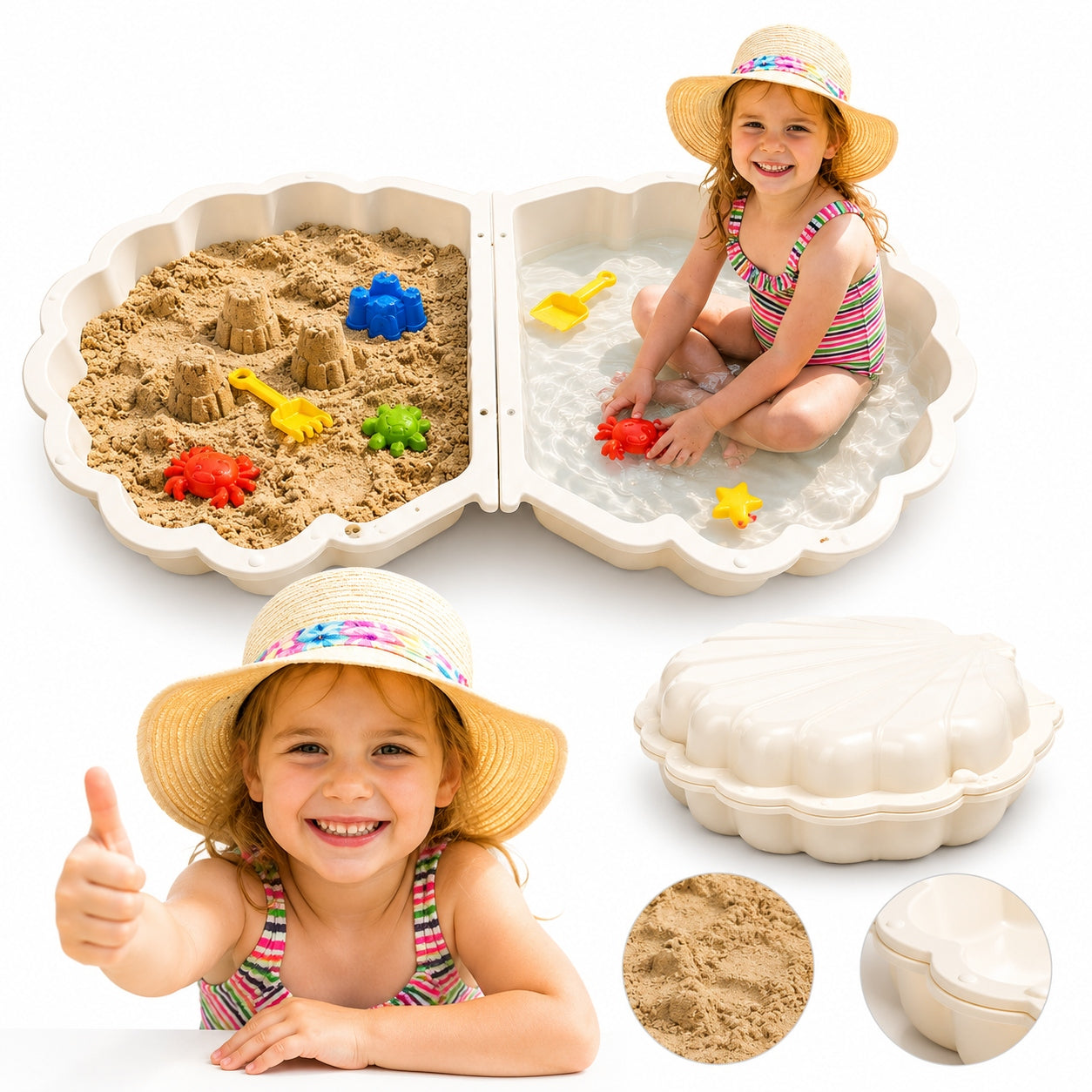 SANDBOX WITH GARDEN LID CLOSED LARGE SET 2in1 SWIMMING POOL SHELL