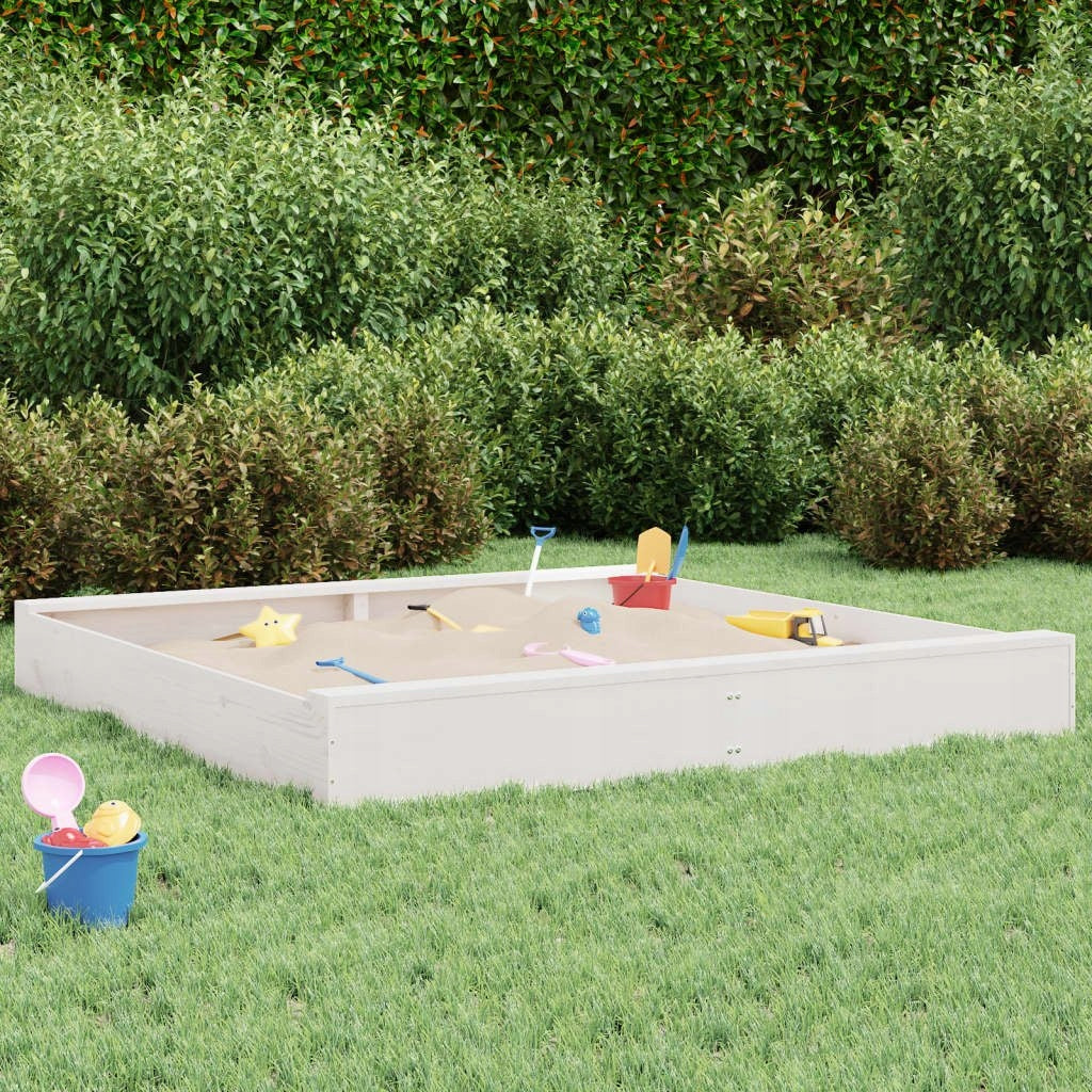 SANDBOX WITH SEATS WHITE SQUARE PINE WOOD Brand VidaXL
