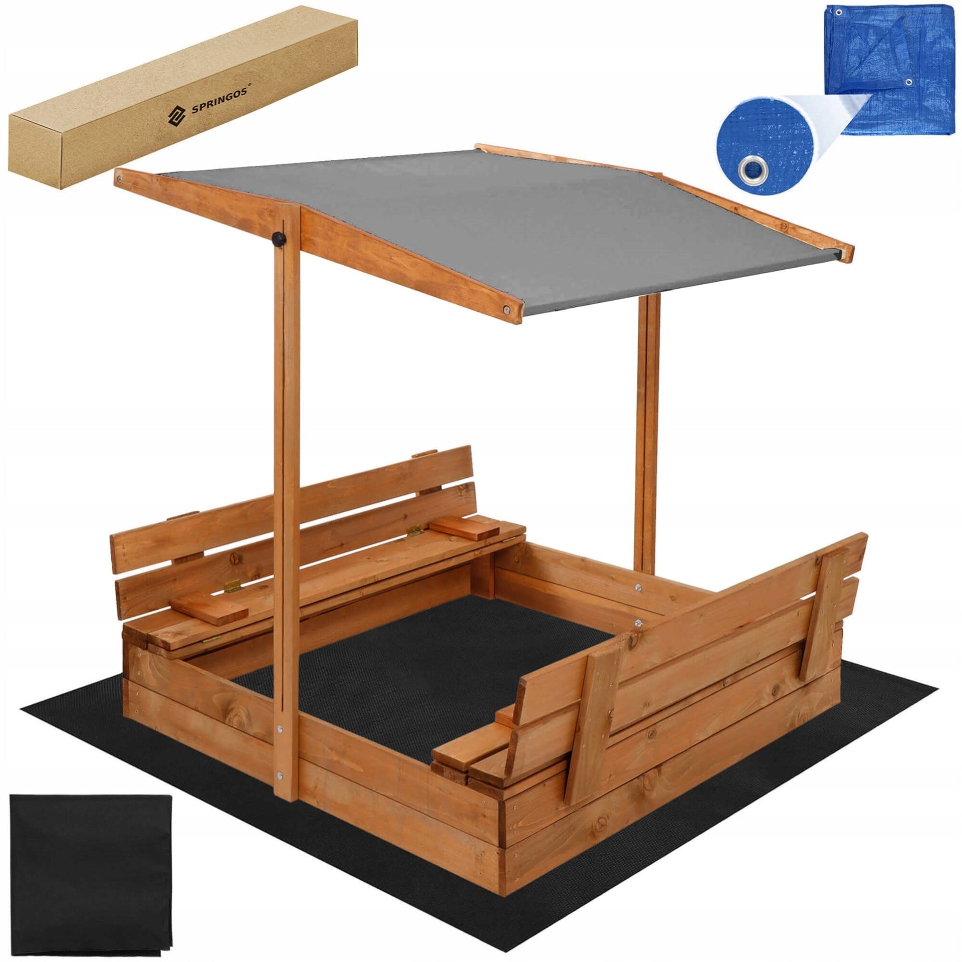 SANDBOX WITH VISOR IMPREGNATED WOODEN CLOSED 120 cm MANUFACTURER Length 120 cm
