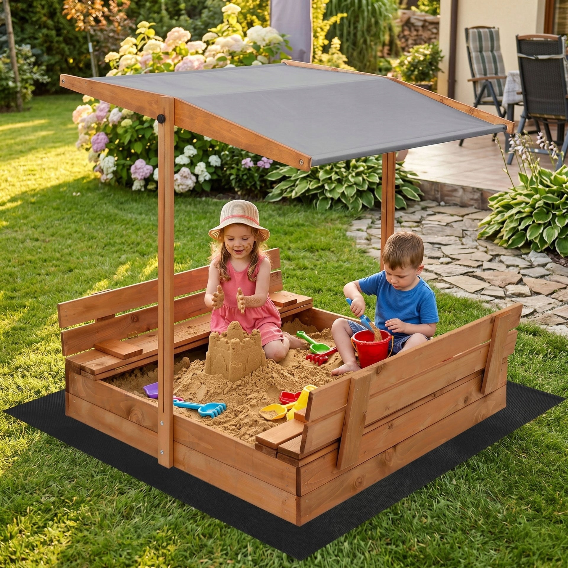 SANDBOX WITH VISOR IMPREGNATED WOODEN CLOSED 120 cm MANUFACTURER Manufacturer code SB-120RSET