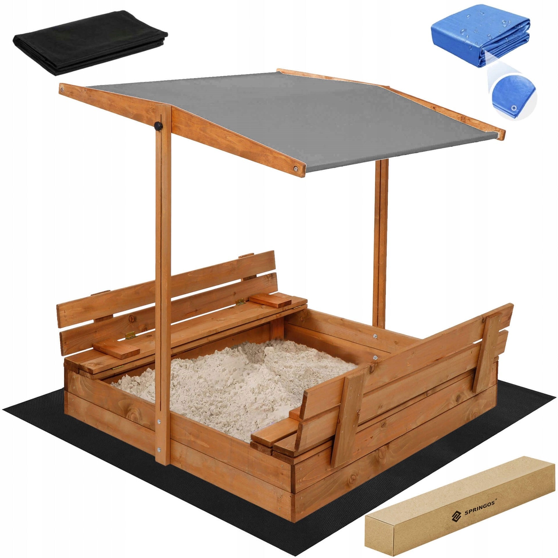 SANDBOX WITH VISOR IMPREGNATED WOODEN CLOSED 120 cm MANUFACTURER
