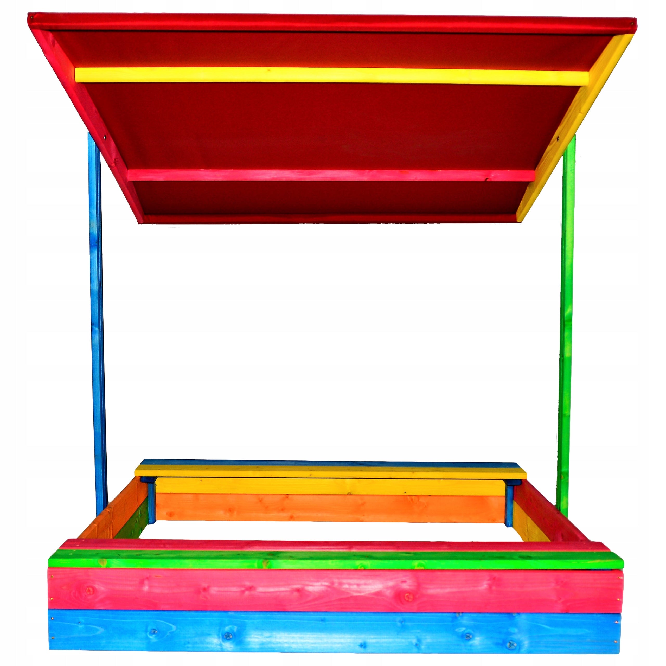 SANDBOX WITH VISOR WOODEN 120x120 ECOLOGICAL COLORED OR BROWN Color multicolor
