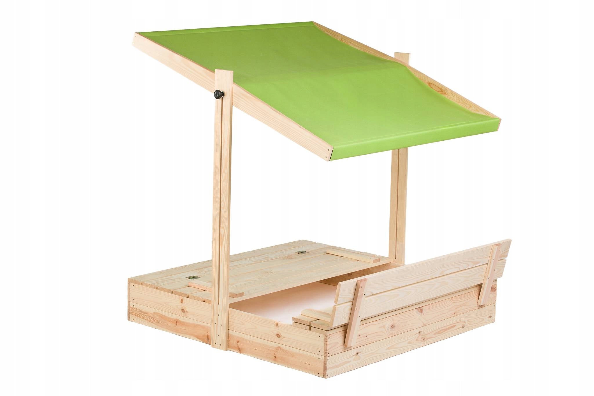 SANDBOX WITH VISOR WOODEN CLOSED 120 WITH BENCHES - POLISH MANUFACTURER