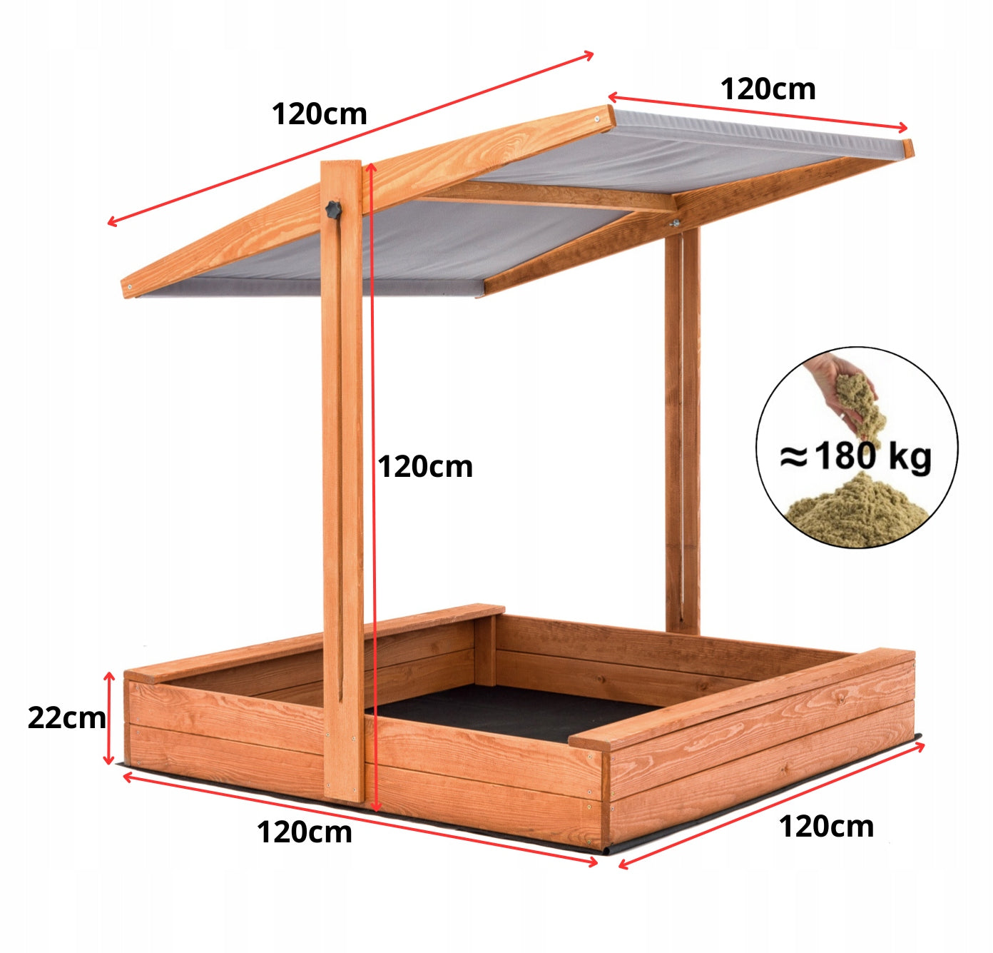 SANDBOX Wooden with Adjustable Canopy IMPREGNATED VARIOUS COLORS! Manufacturer code PS120DASZEKSLIM