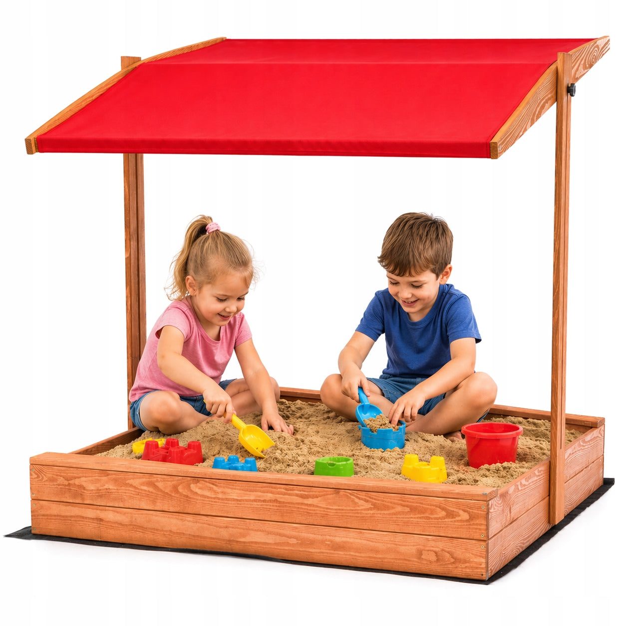 SANDBOX Wooden with Adjustable Canopy IMPREGNATED WITH DIFFERENT COLORS!