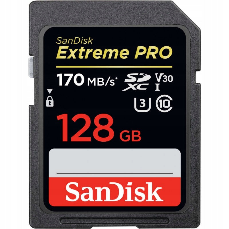SANDISK 128 GB SD SDXC EXTREME PRO C10 UHS-I U3 170MB/s memory card