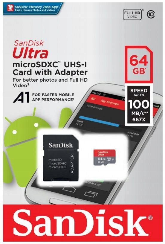 SANDISK 256GB Micro SDXC UHS-I Ultra 100MB/s A1 SD Card Card capacity 256 GB