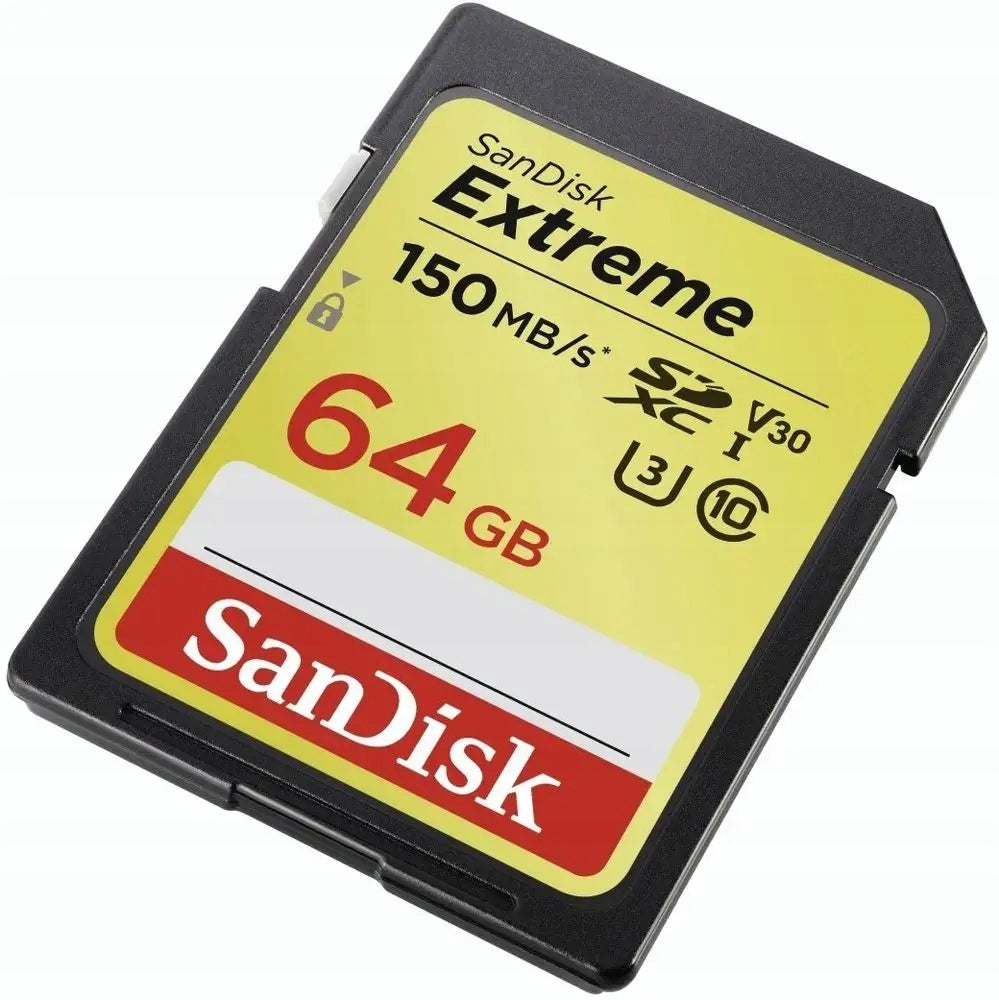 SANDISK 64GB SD SDXC Class 10 EXTREME 150MBs UHS-I U3 memory card