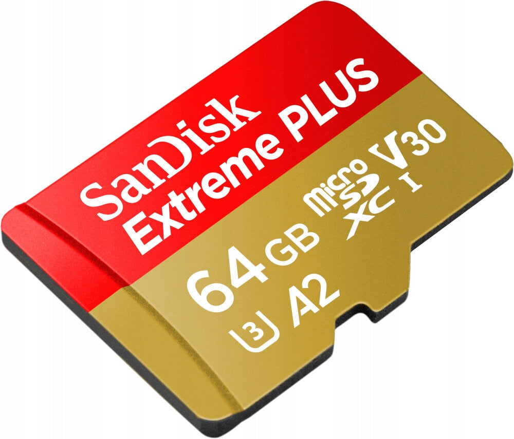 SANDISK microSDXC 64GB Extreme Plus memory card Speed classes A2 C10 U3 V30