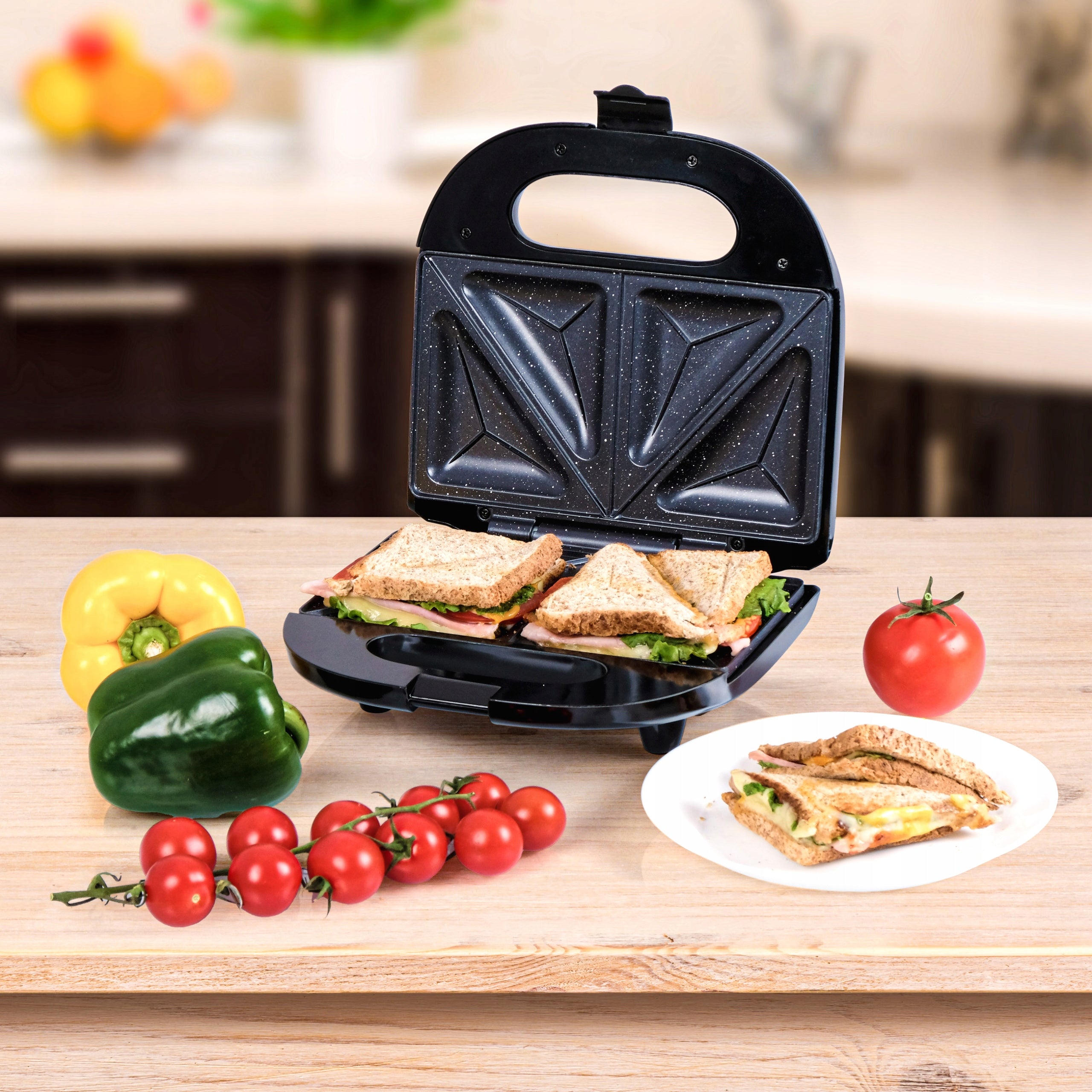 SANDWICH TOASTER SANDWICH ELDOM CERAMIC WITH GRANITE COATING 750W Dominant color black